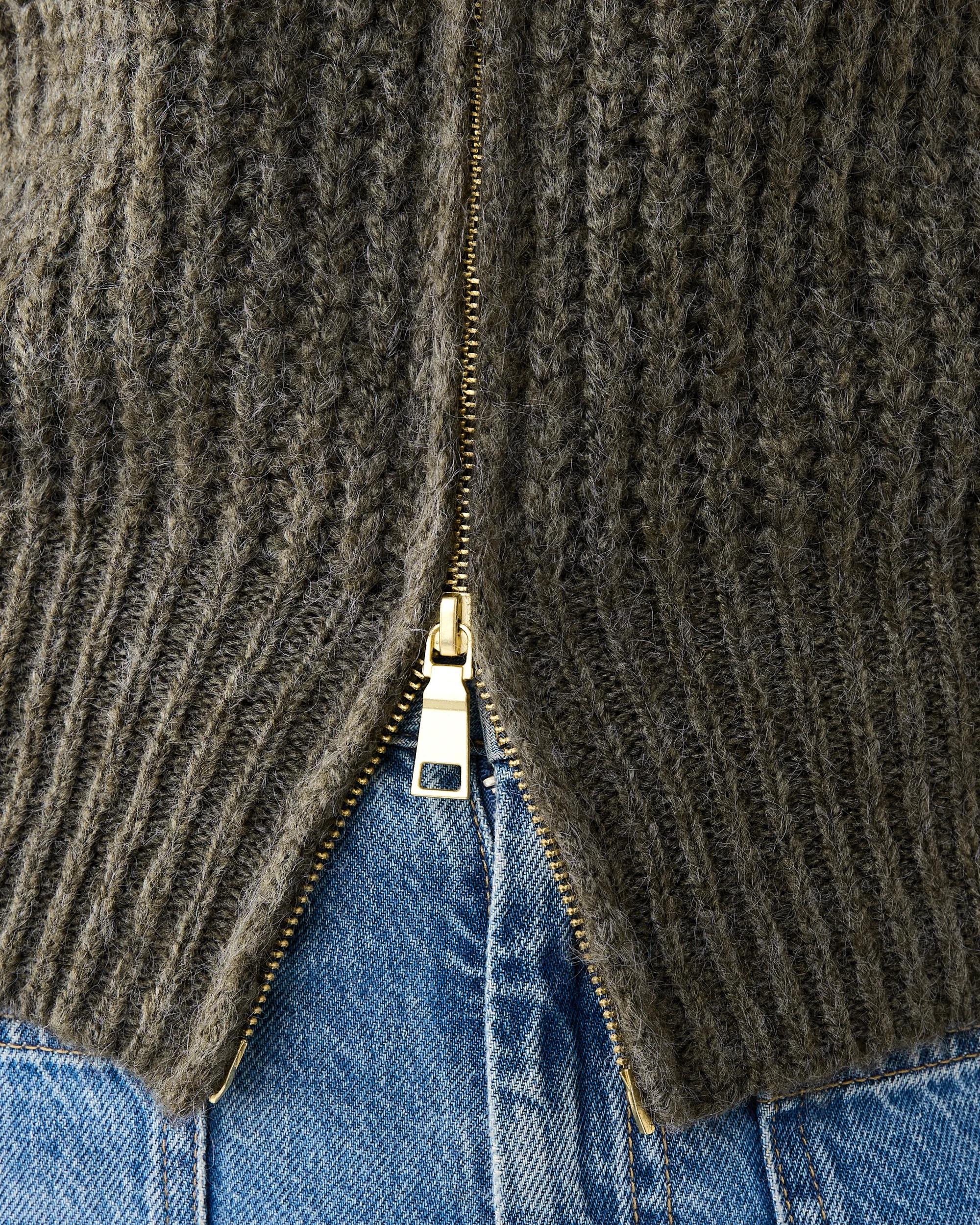 7 Fisherman Rib Knit Bomber Deep Olive, 7 of 8