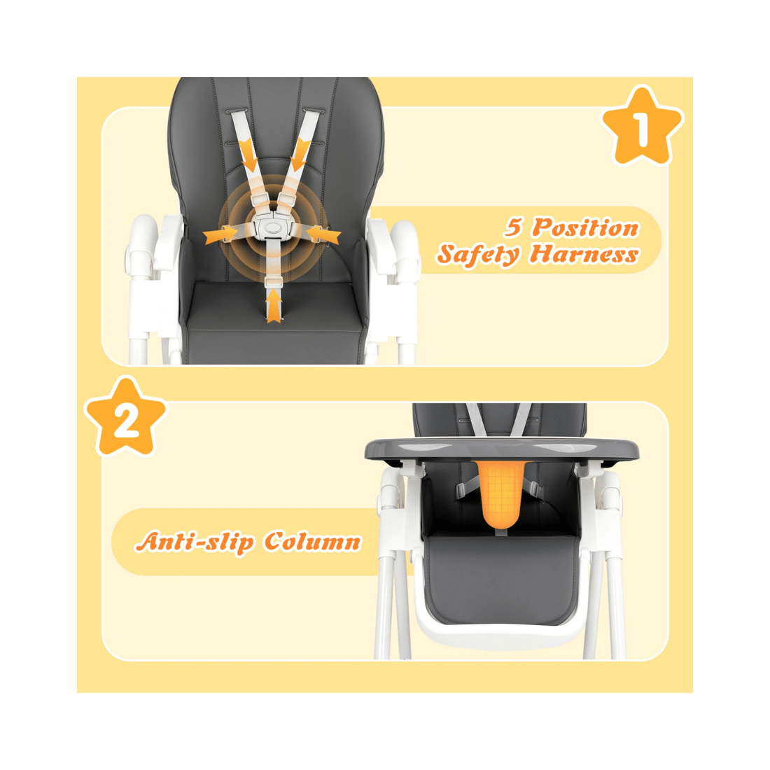 9 Advwin 3-in-1 Folding Baby High Chair Gray, 9 of 9