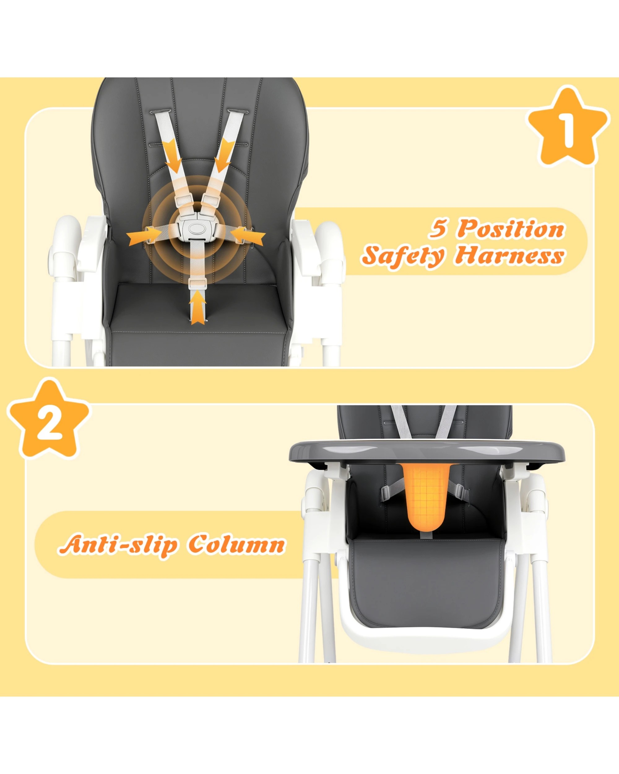 9 Advwin 3-in-1 Folding Baby High Chair Gray, 9 of 9