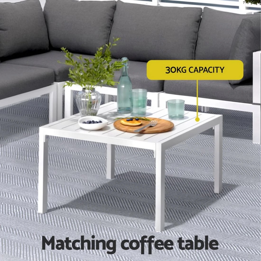 5 Gardeon 6PCS Outdoor Sofa Set Aluminium Table and Chairs Lounge Patio Furniture
 - white, 5 of 5