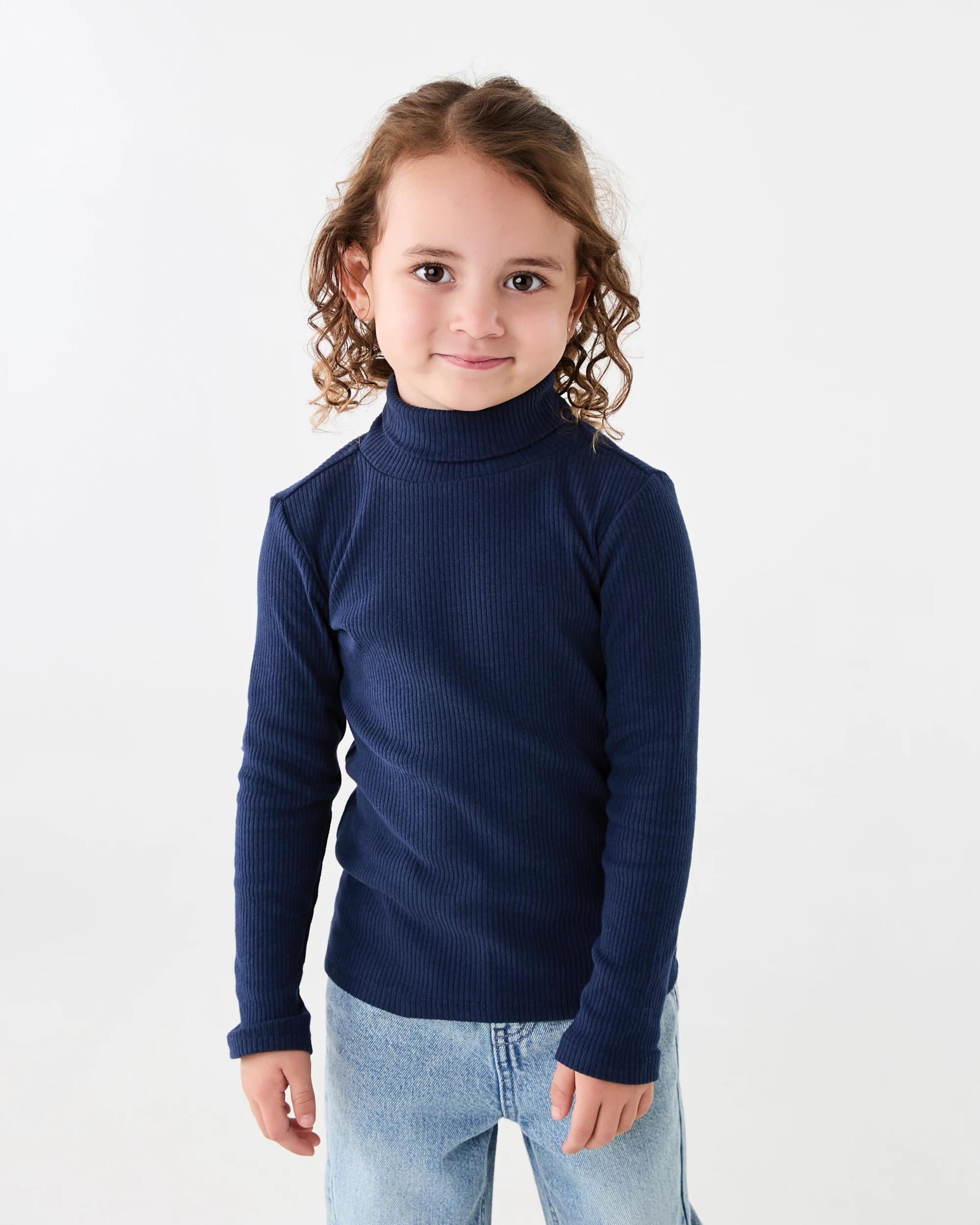 1 Long Sleeve Skivvy Top Dress Navy, 1 of 6
