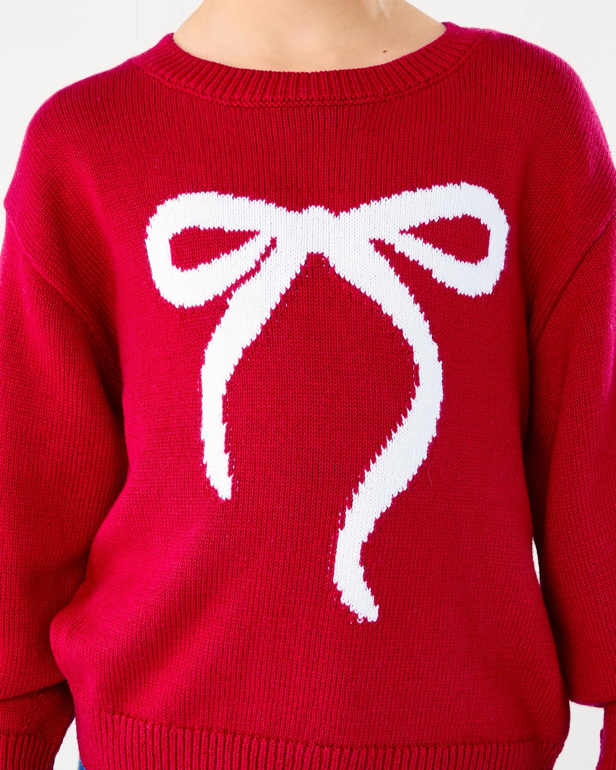 5 Jacquard Knit Jumper Red Bow, 5 of 8