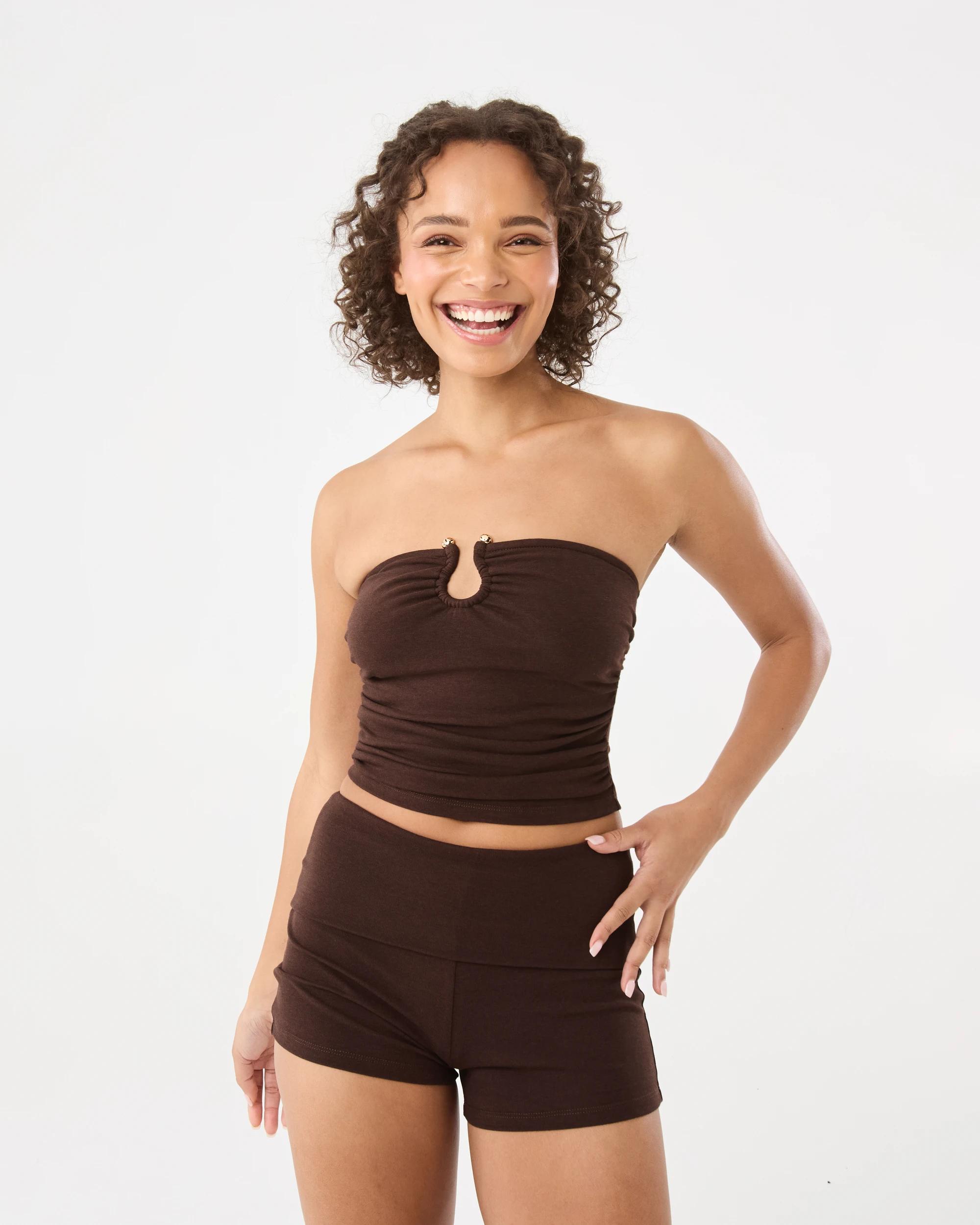 6 Fold Over Mini Shorts Melt Brown, 6 of 6