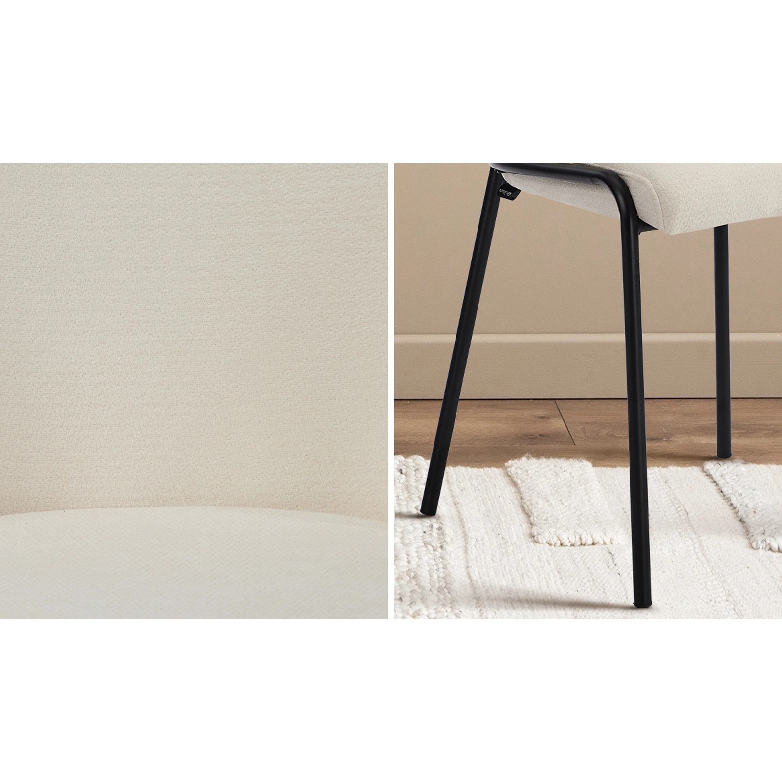 6 Oikiture Set of 2 Dining Chairs Chenille Fabric Kitchen Chair Padded Seat - Beige, 6 of 9