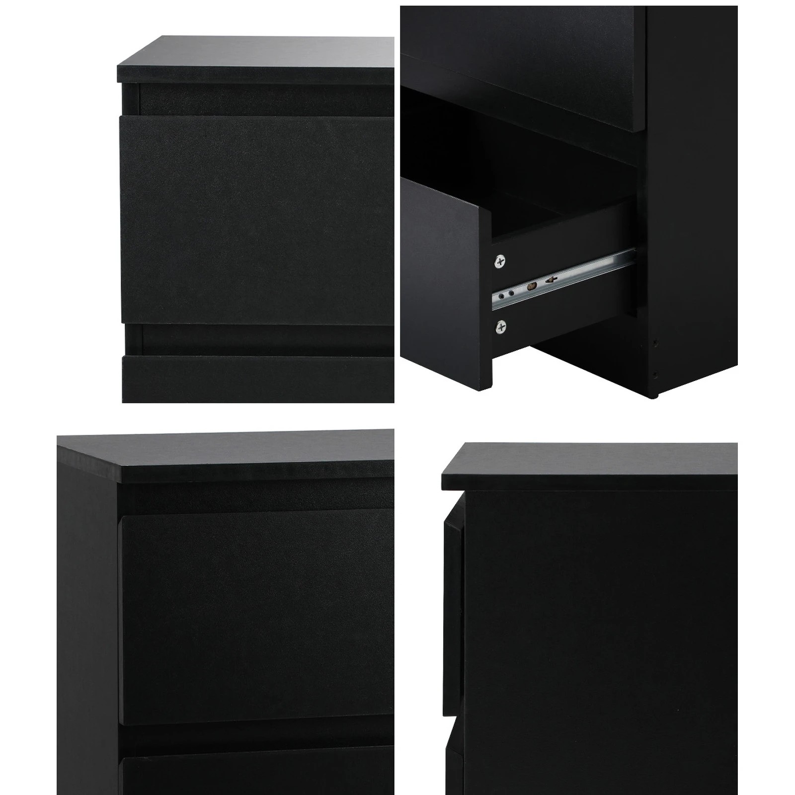 4 Oikiture Bedside Table Nightstand 2 Drawers Side End Table Storage Cabinet
 - Black, 4 of 10