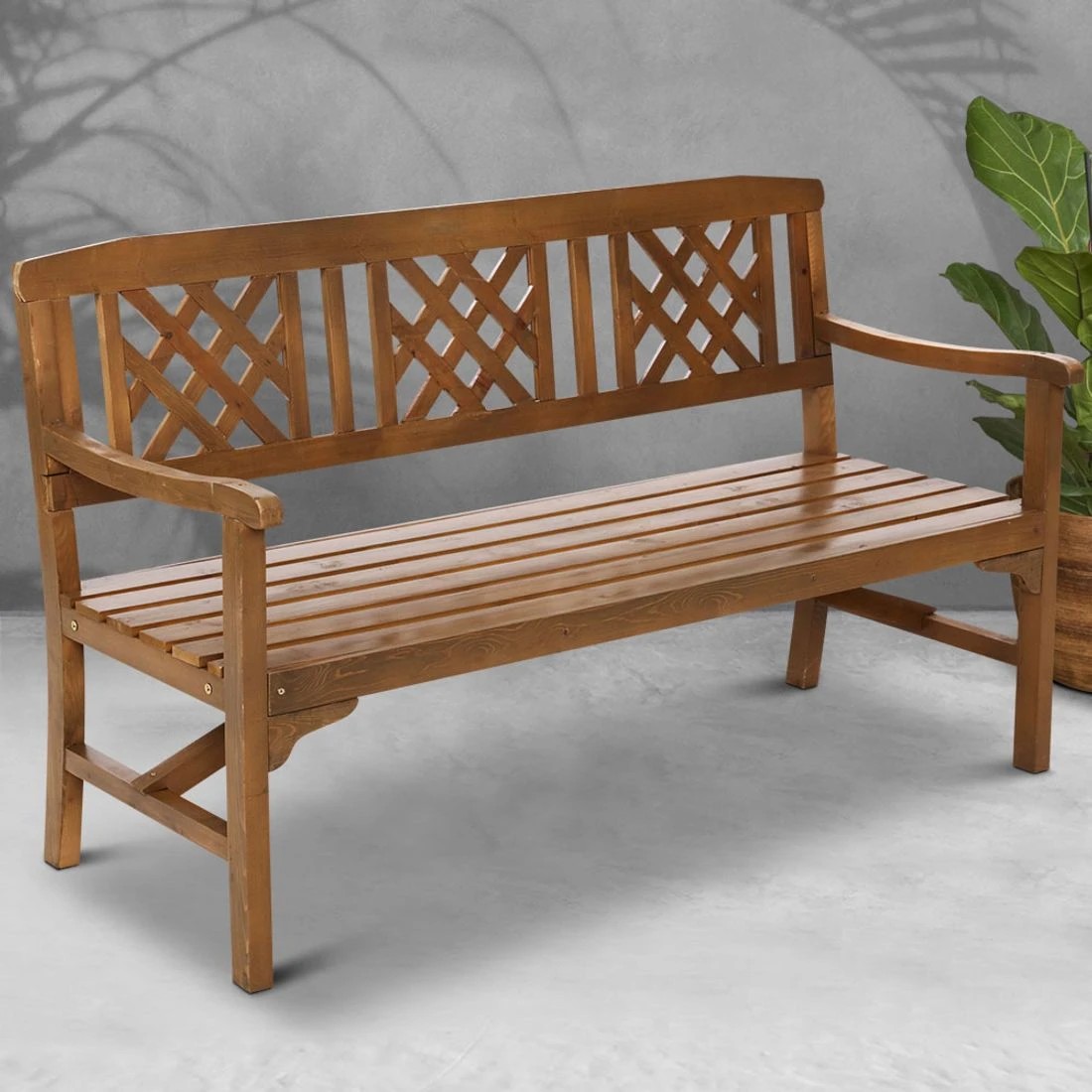 6 Gardeon Outdoor Garden Bench Wooden Chair 3 Seat Patio Furniture Lounge - Natural, 6 of 6