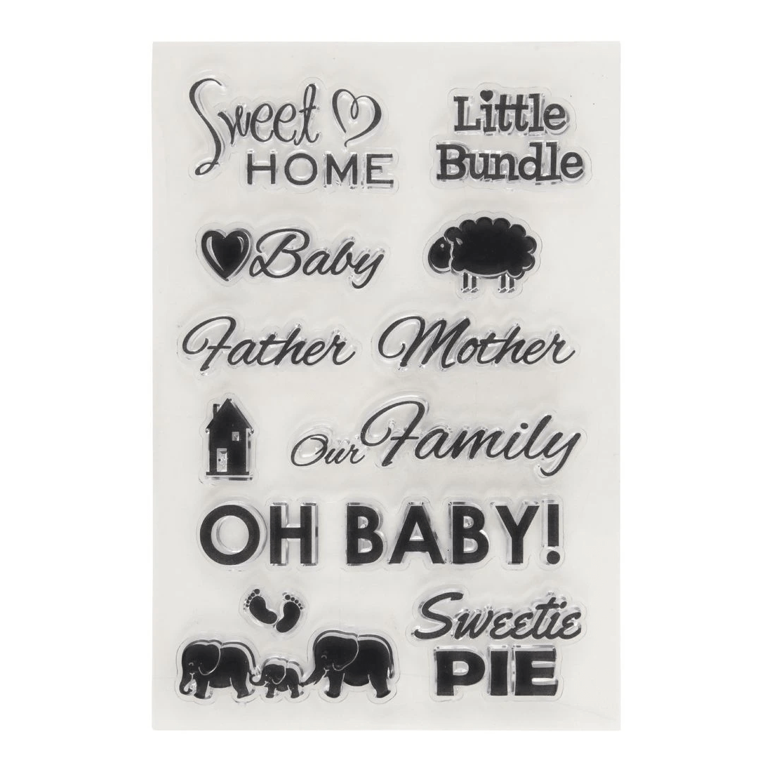 2 Born Clear Acrylic Sheet Stamps Baby 105 x 155 mm, 2 of 2