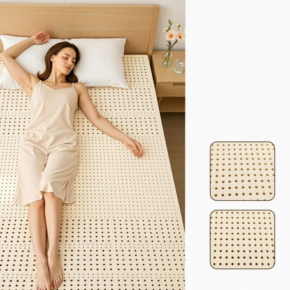 6 Giselle Bedding Latex Mattress Topper 7.5cm Doule - Double Bed - Beige, 6 of 8