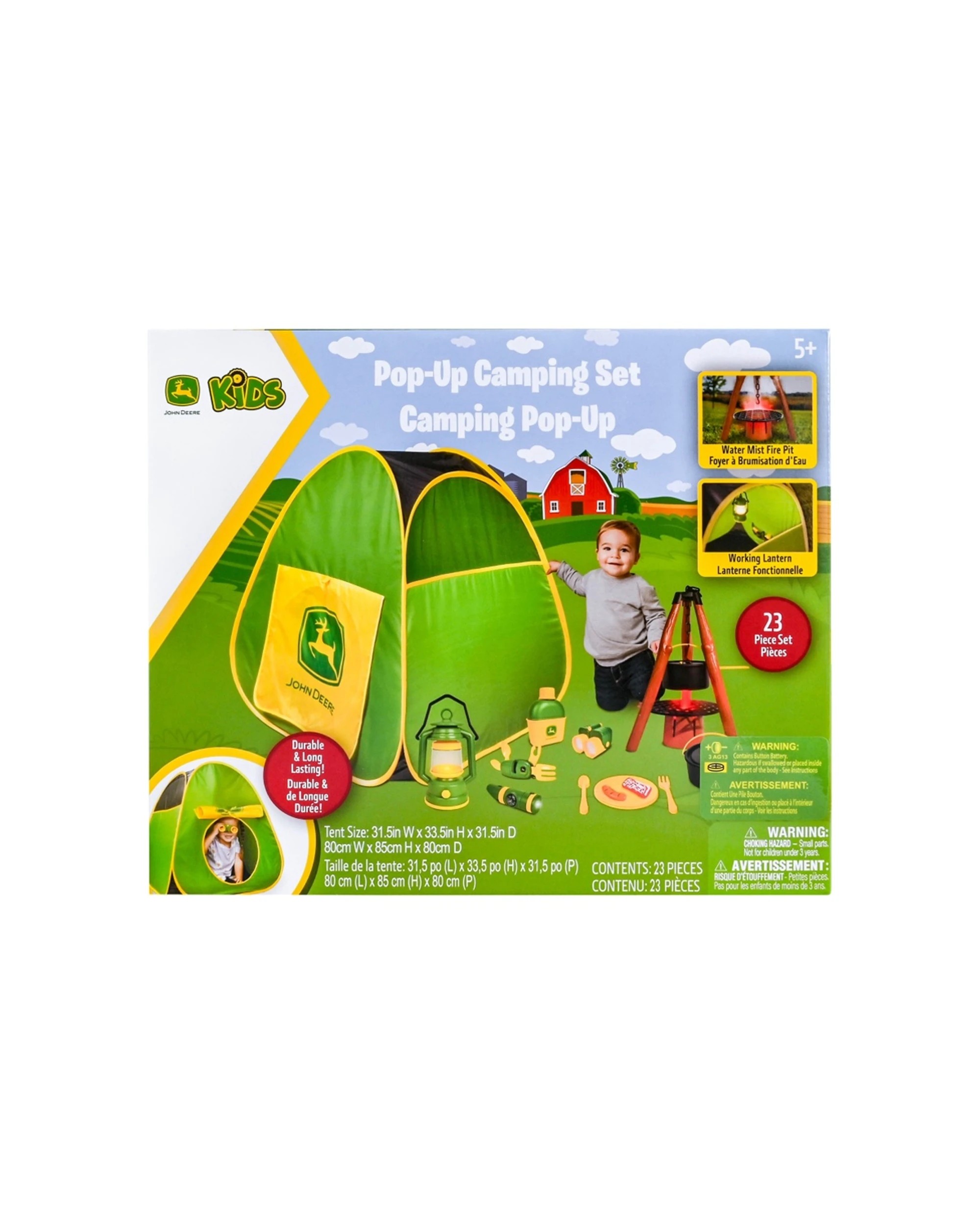 1 John Deere 18pc Pop-Up Camping Set With Interactive Fire Pit and Accessories Kids - Multi, 1 of 5