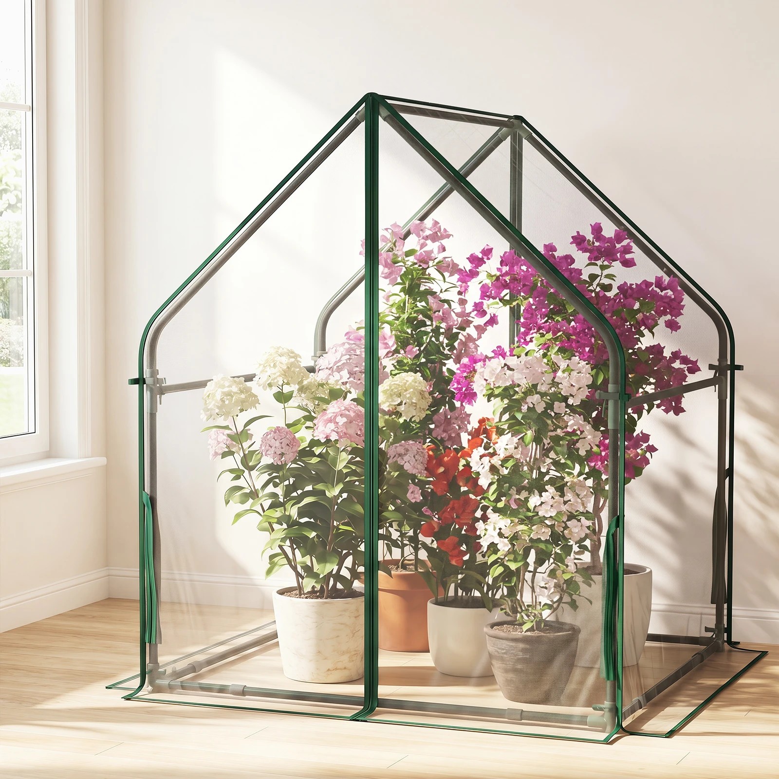 3 Costway Mini Green House Waterproof Bottom Mat Portable Greenhouse Plant Tent 91x91x110CM, 3 of 4