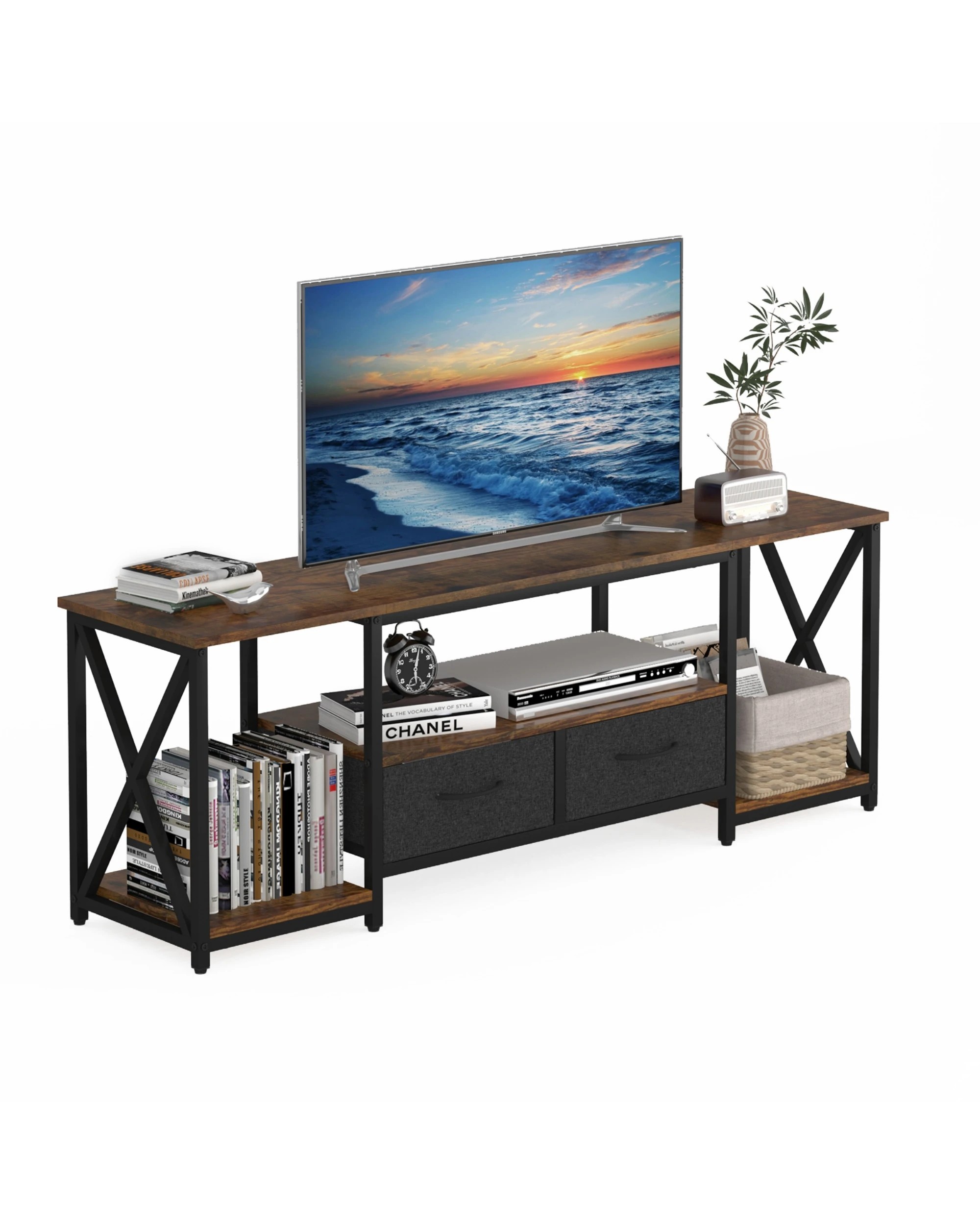 5 Advwin TV Cabinet 160cm Entertainment Unit Stand w/ Shelf & Drawers Media Console, 5 of 8