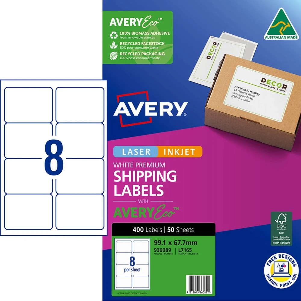 1 Avery Premium White Shipping Labels AveryEco 8UP 50 Sheets, 1 of 8