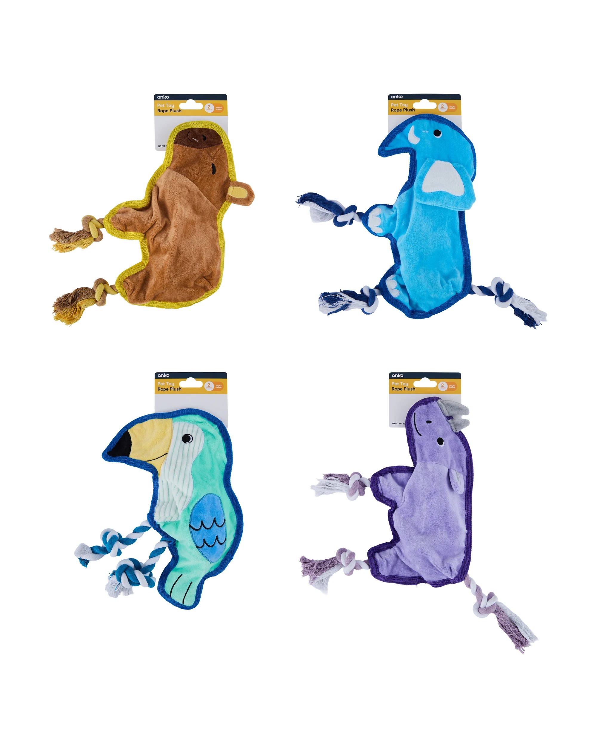 4 Flat Rope Plush Pet Toy - Assorted, 4 of 4