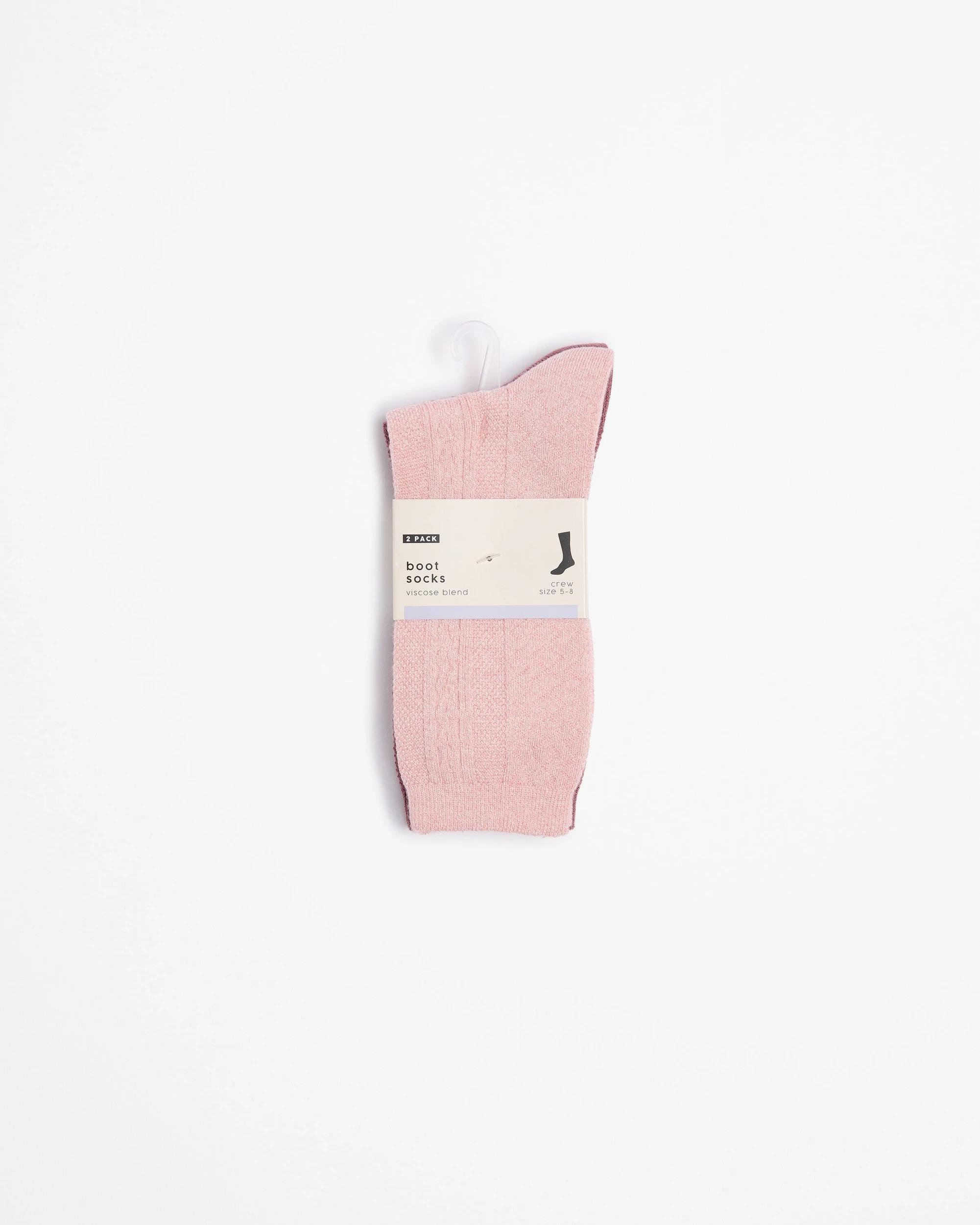 3 Target Woman Bamboo 2 Pack Cable Boot Socks PINK, 3 of 3