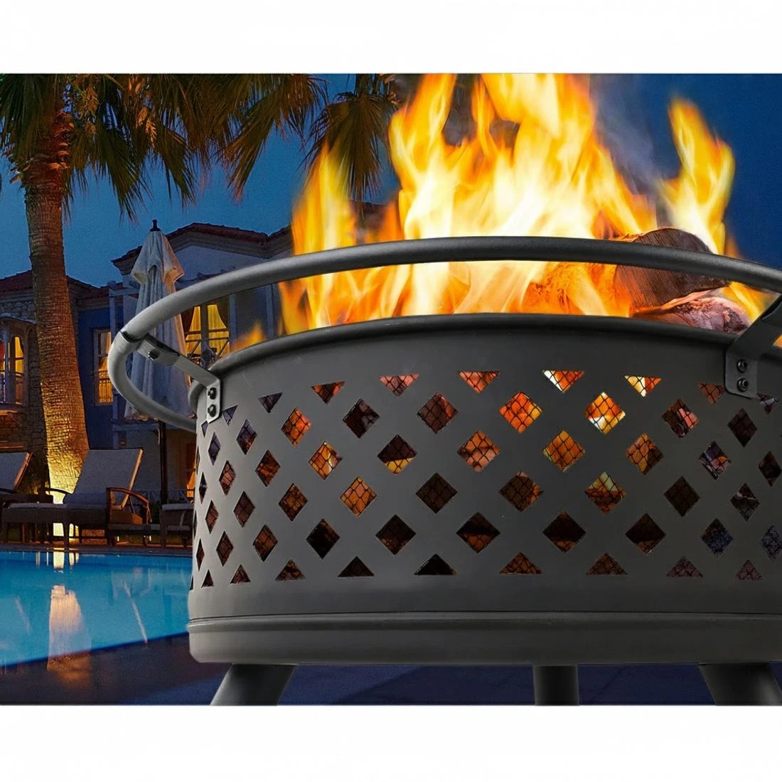 3 Grillz Fire Pit BBQ Grill 76cm - Black, 3 of 7