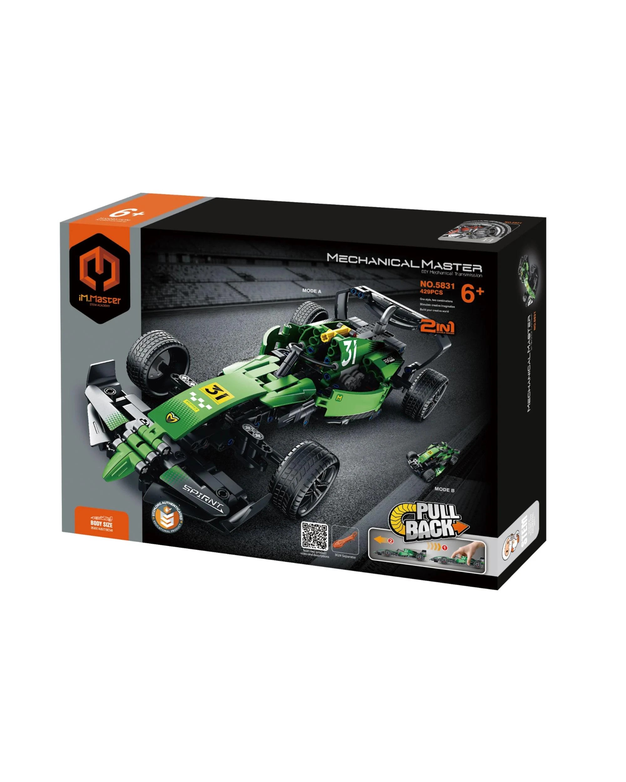 1 iM.Master Mechanical Master Pull Back 2-in-1 Formula Racing Car & - ATV -  429 Piece Model Kit - 5831, 1 of 4