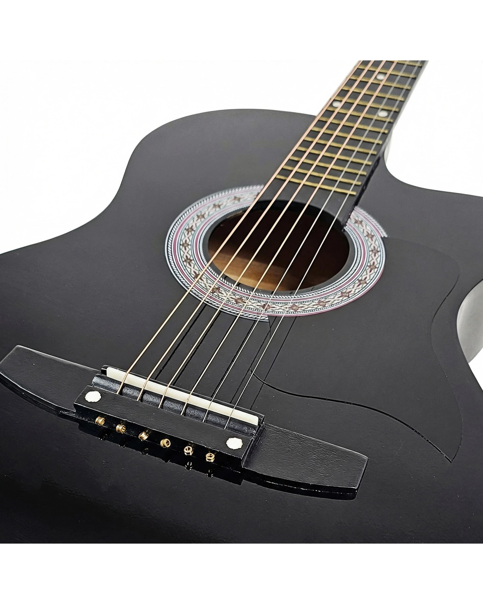 7 Karrera 38in Pro Cutaway Acoustic Guitar with Carry Bag - Black, 7 of 10