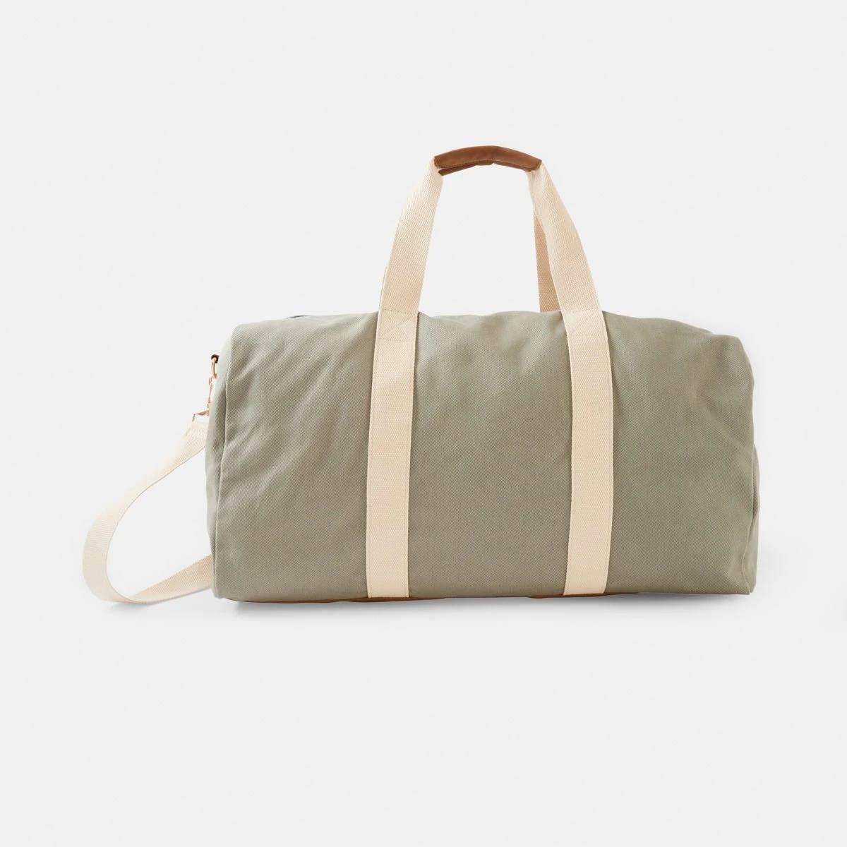 1 Canvas Weekender Bag SOFT SAGE GREEN, 1 of 5