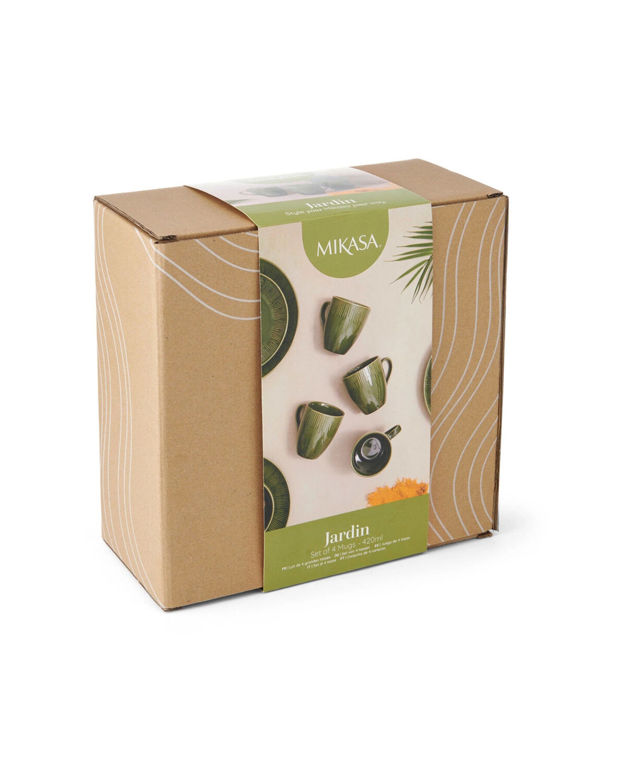 6 Mikasa Jardin 4pc Stoneware Mug Set 420ml Botanical Vibes - Green, 6 of 6