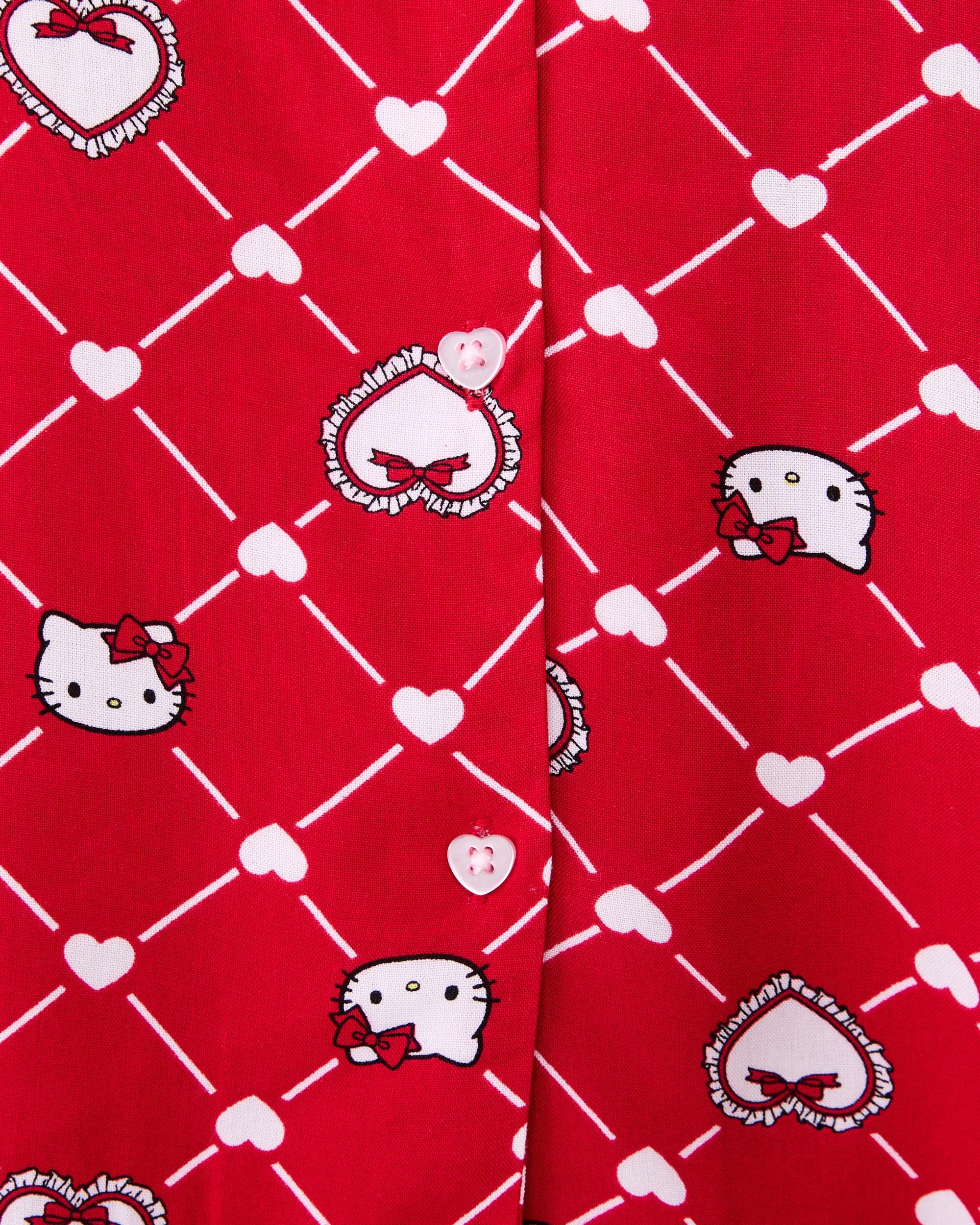 9 Hello Kitty License Frill Short Sleeve Top and Shorts Woven Boxy Pyjama Set Kitt Heart, 9 of 10