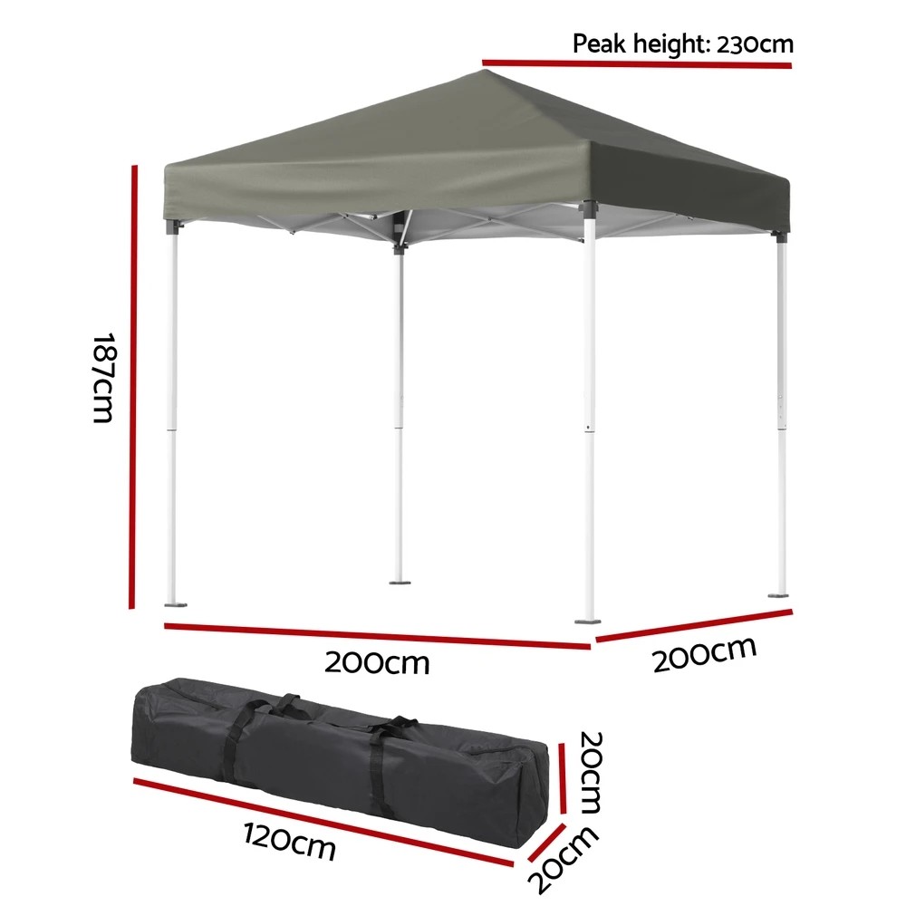 2 Instahut Gazebo 2x2m Outdoor Patio Garden Marquee Shade - Grey, 2 of 6