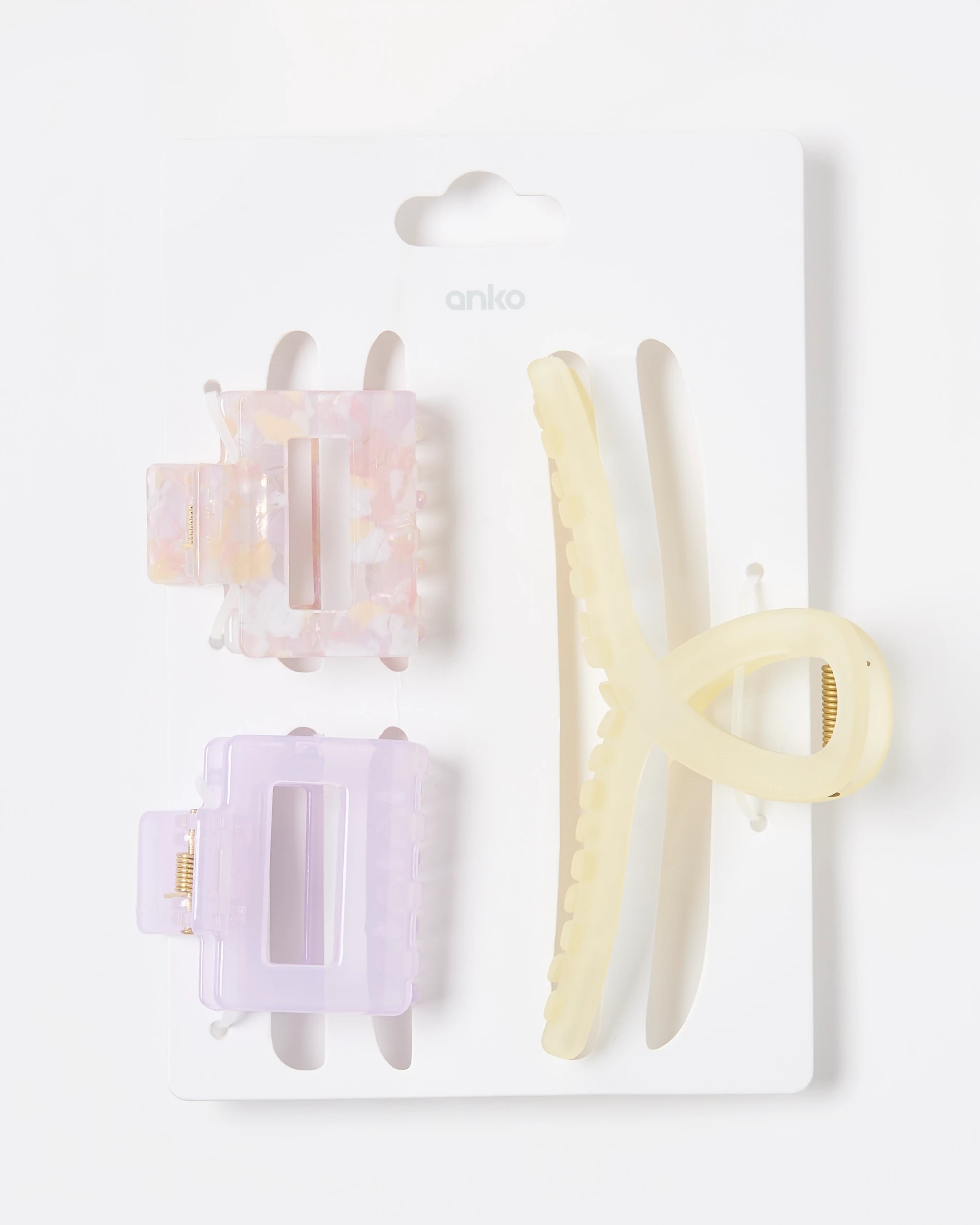3 3 Pack Pastel Claw Hair Clips, 3 of 3