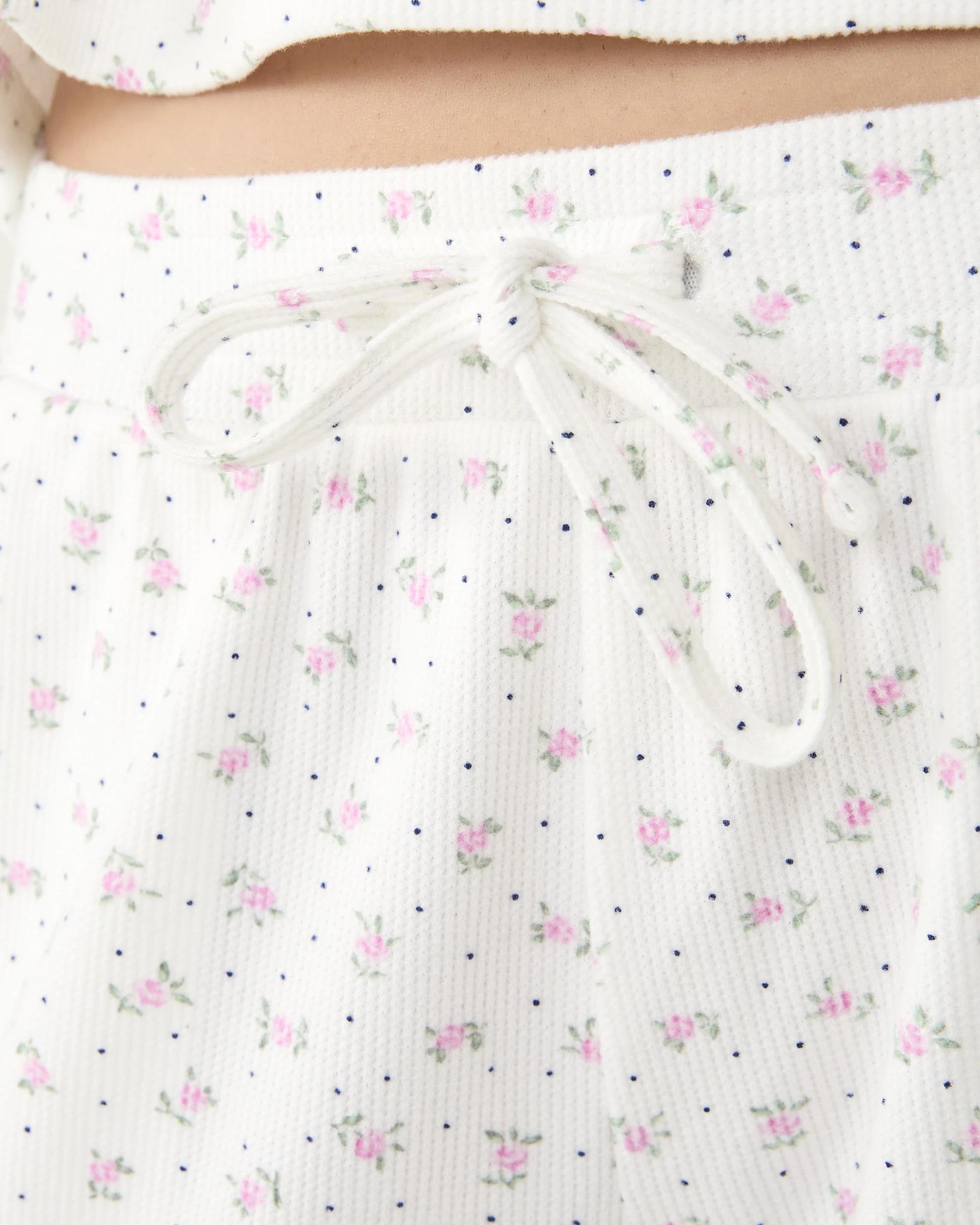 8 Long Sleeve Waffle Lace Lounge Top Rose Spot, 8 of 9