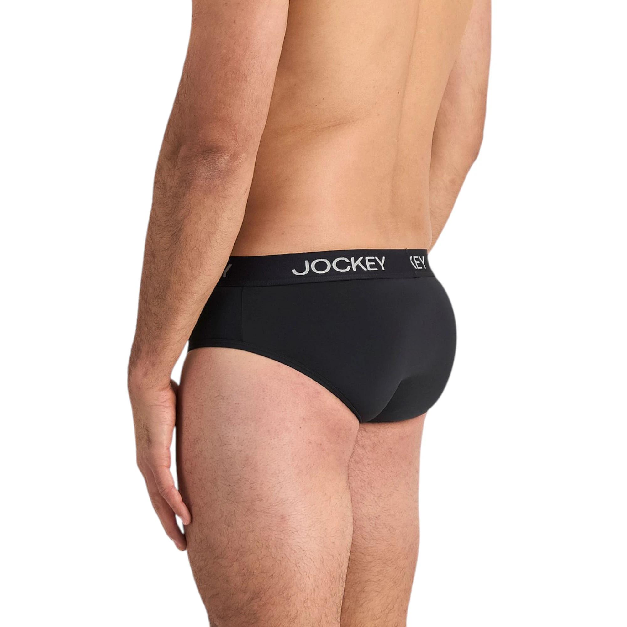 2 Jockey 2 Pack Mens Chafe Proof Pouch Brief Underwear BLACK/GREY, 2 of 7
