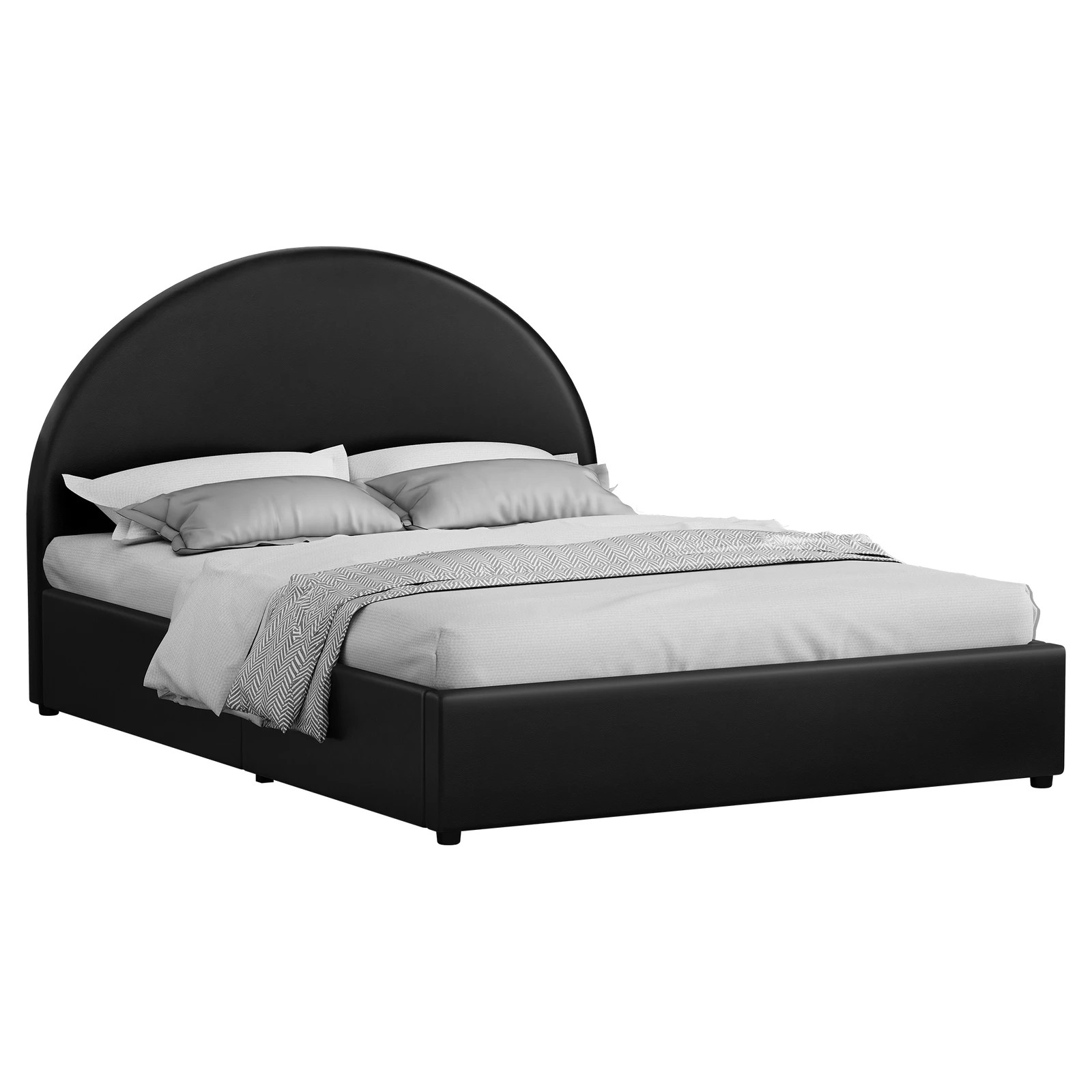 1 Alfordson Bed Frame King Size Gas Lift Base With Storage Leather Howell - Black, 1 of 10