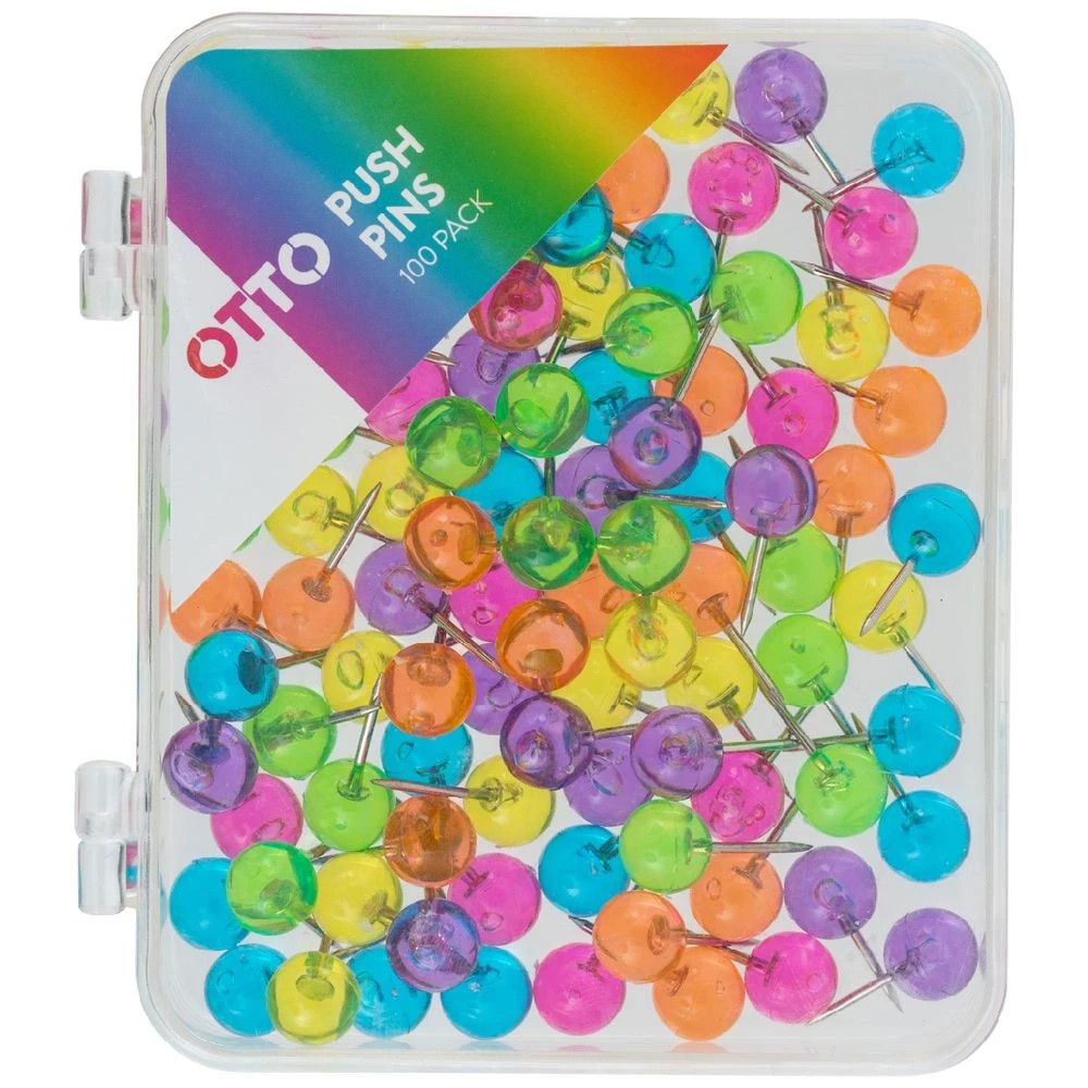 1 Otto Round Push Pins Assorted 100 Pack, 1 of 3