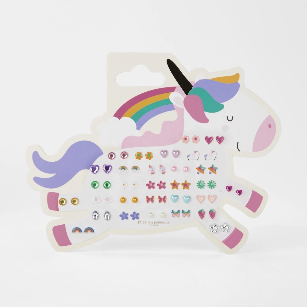 1 30 Pack Stick-On Earrings - Unicorn and Rainbow, 1 of 4