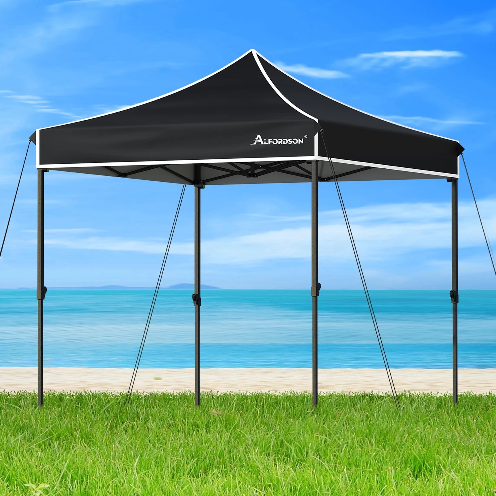 2 Alfordson Gazebo 3x3m Pop Up Marquee Canopy - Black, 2 of 10