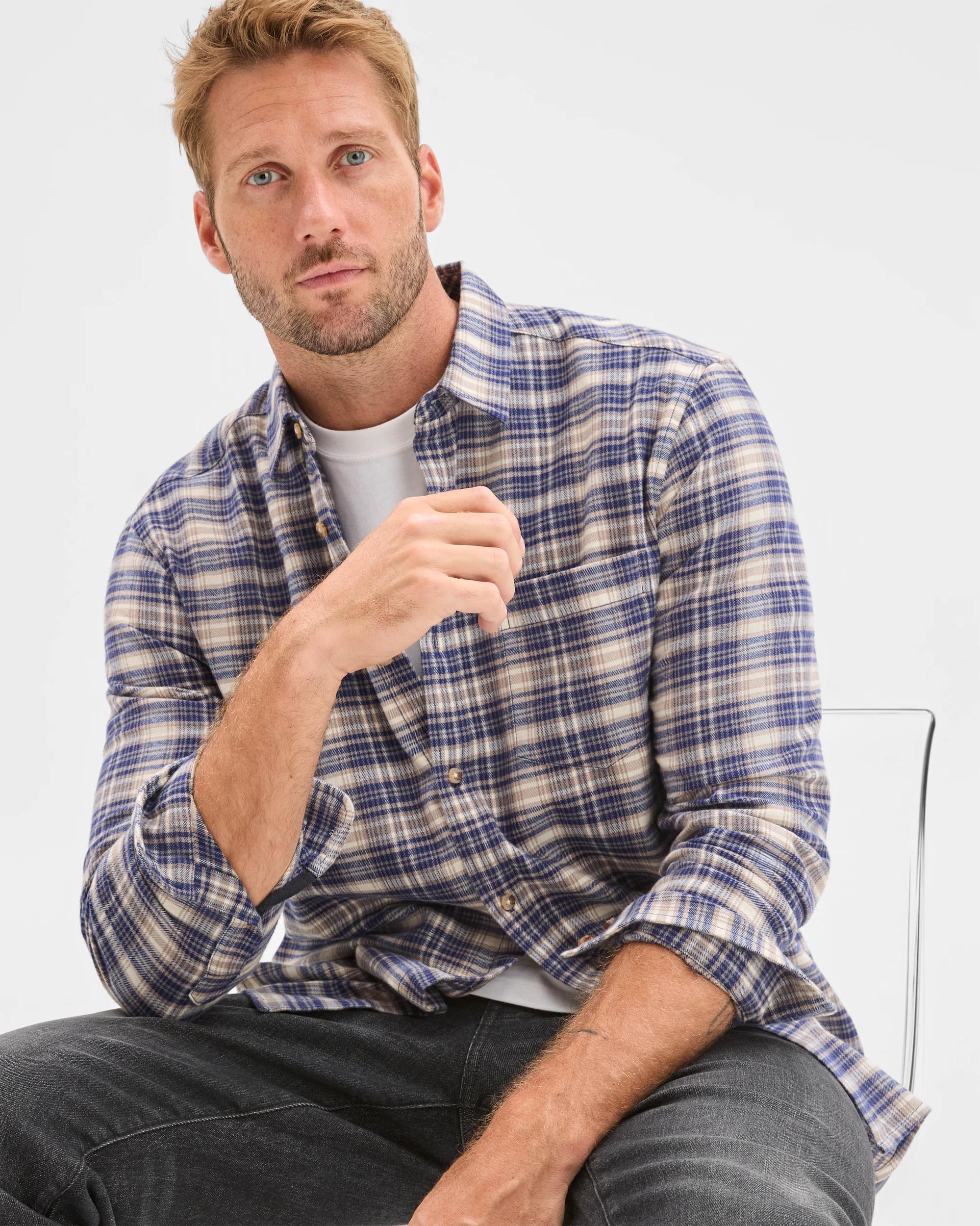 1 Target Australian Cotton Long Sleeve Flannelette Shirt ECRU, 1 of 6