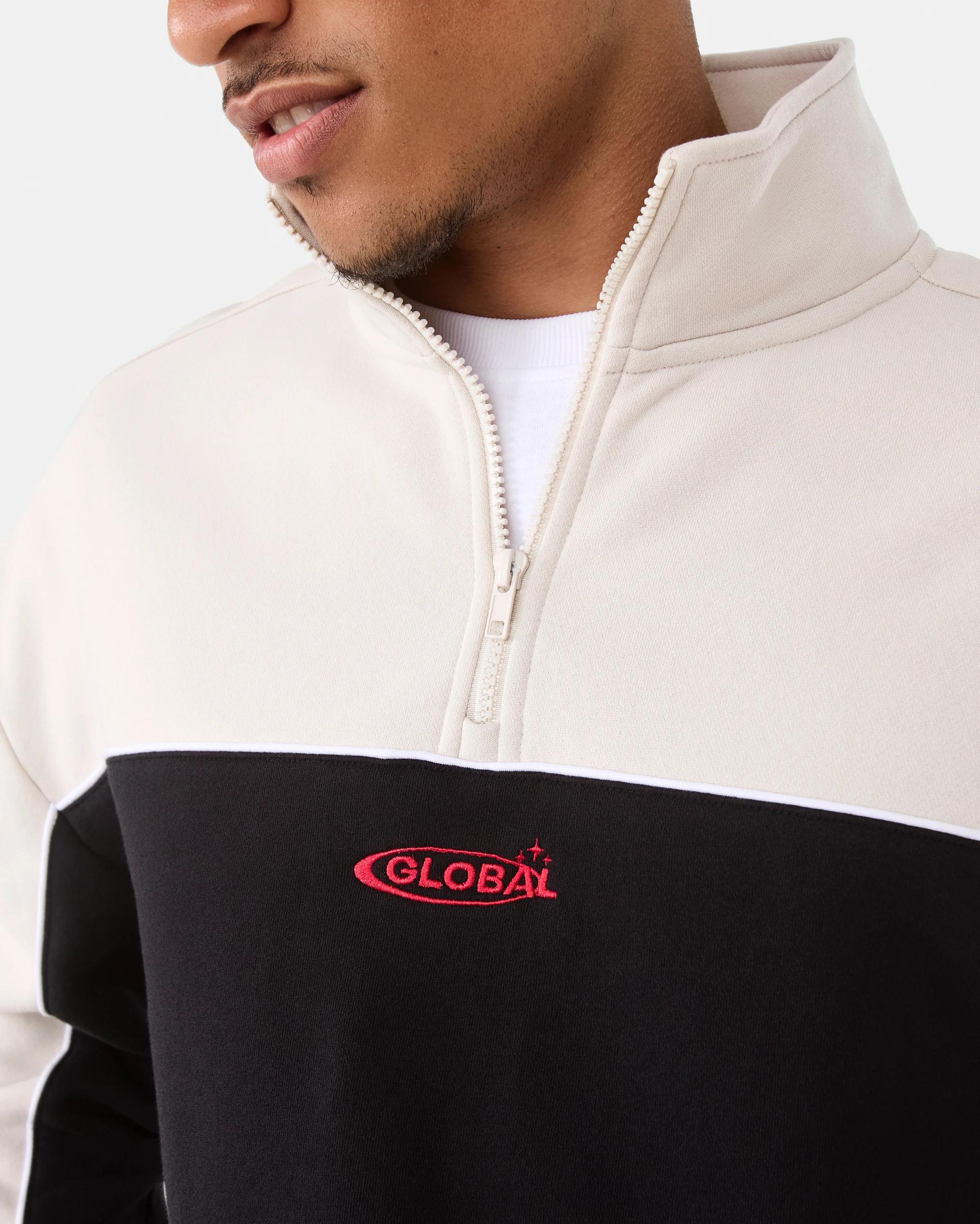 7 1/4 Zip Panel Sweatshirt Blk Global, 7 of 8