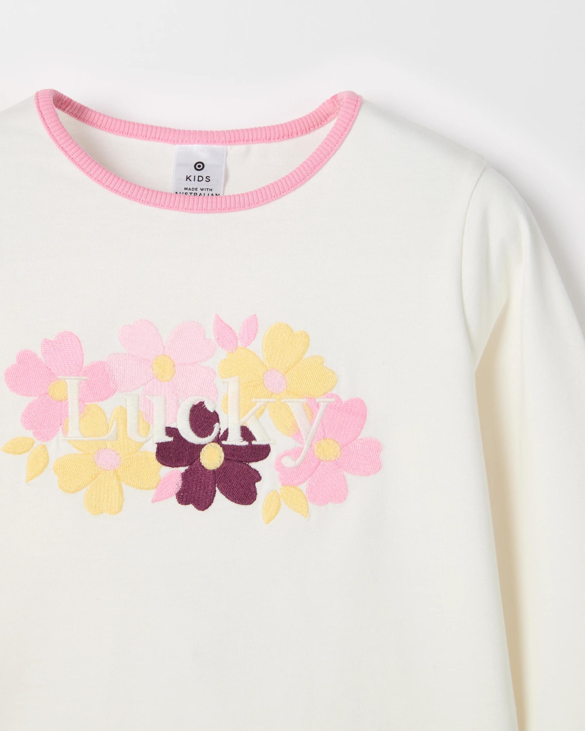2 Target Kids Australian Cotton Fashion Wide Long Sleeve T-Shirt WHITE, 2 of 2