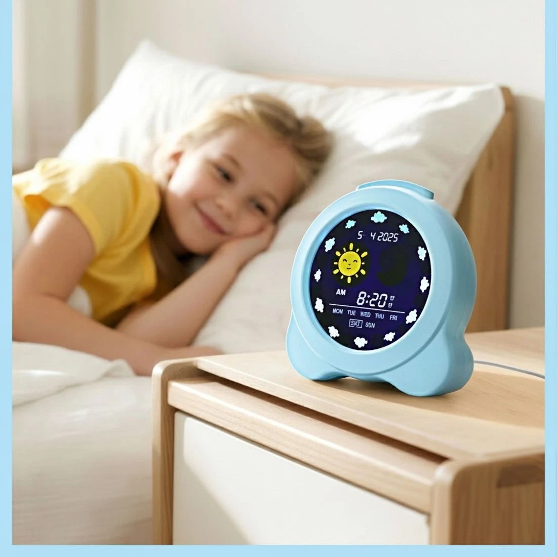 5 Artiss 3.8" Digital Day Clock Calendar Alarm LCD Display - Blue, 5 of 8