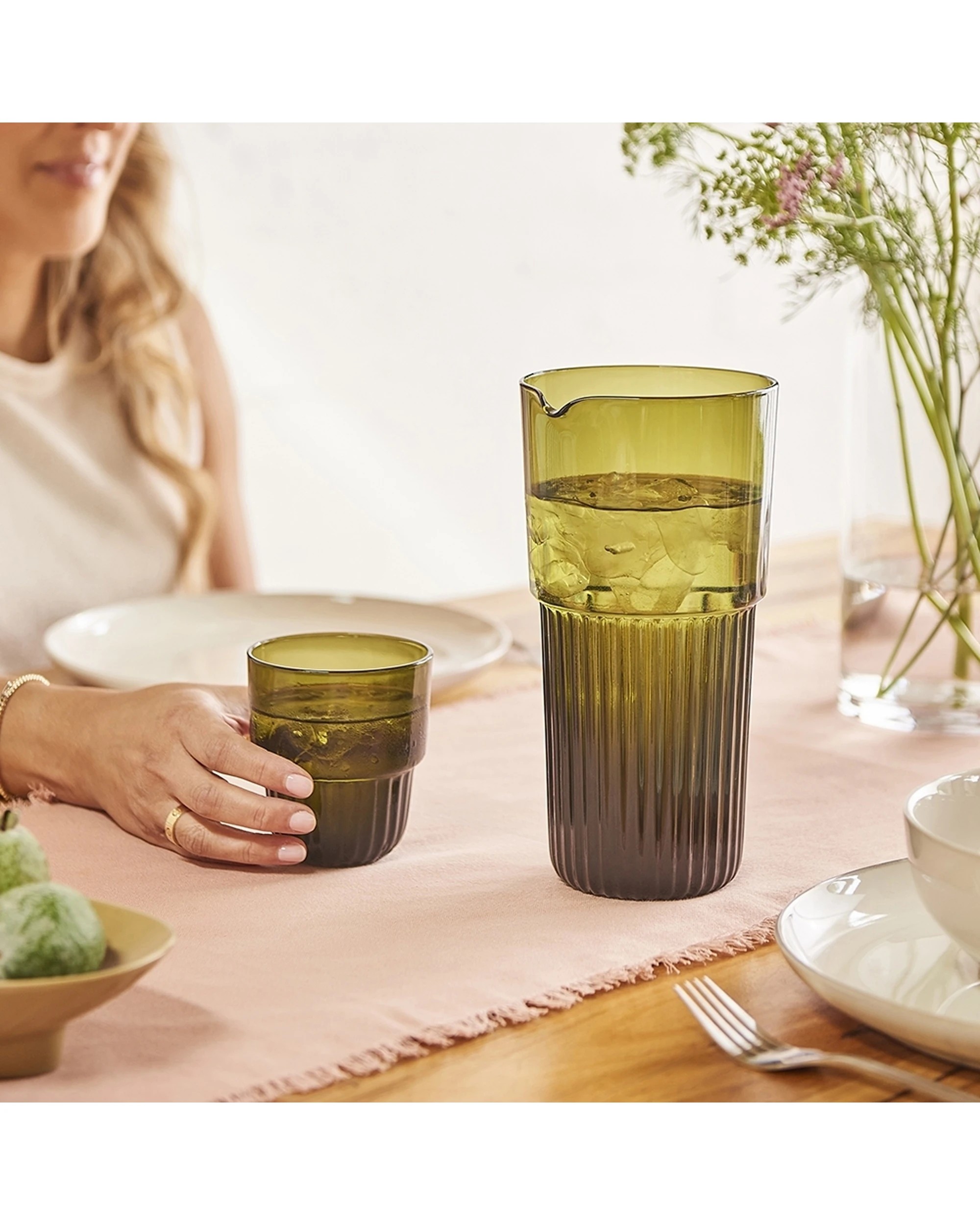 3 Ecology Soda Glass Callisto Carafe 1.4L Olive - Green, 3 of 4