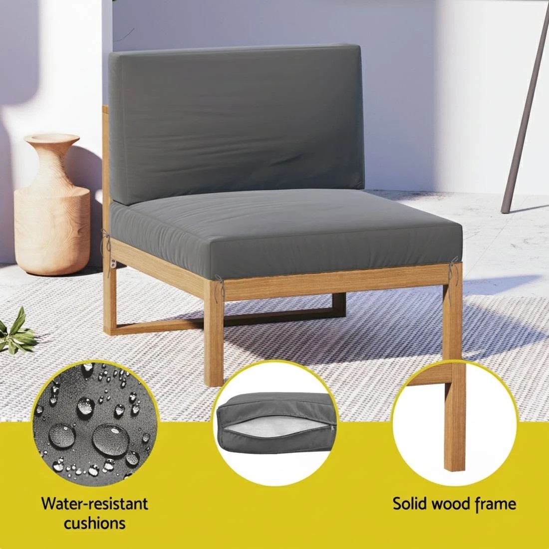 5 Gardeon 4 Seater Outdoor Sofa Set Wooden Couch Lounge Setting - Natural, 5 of 6