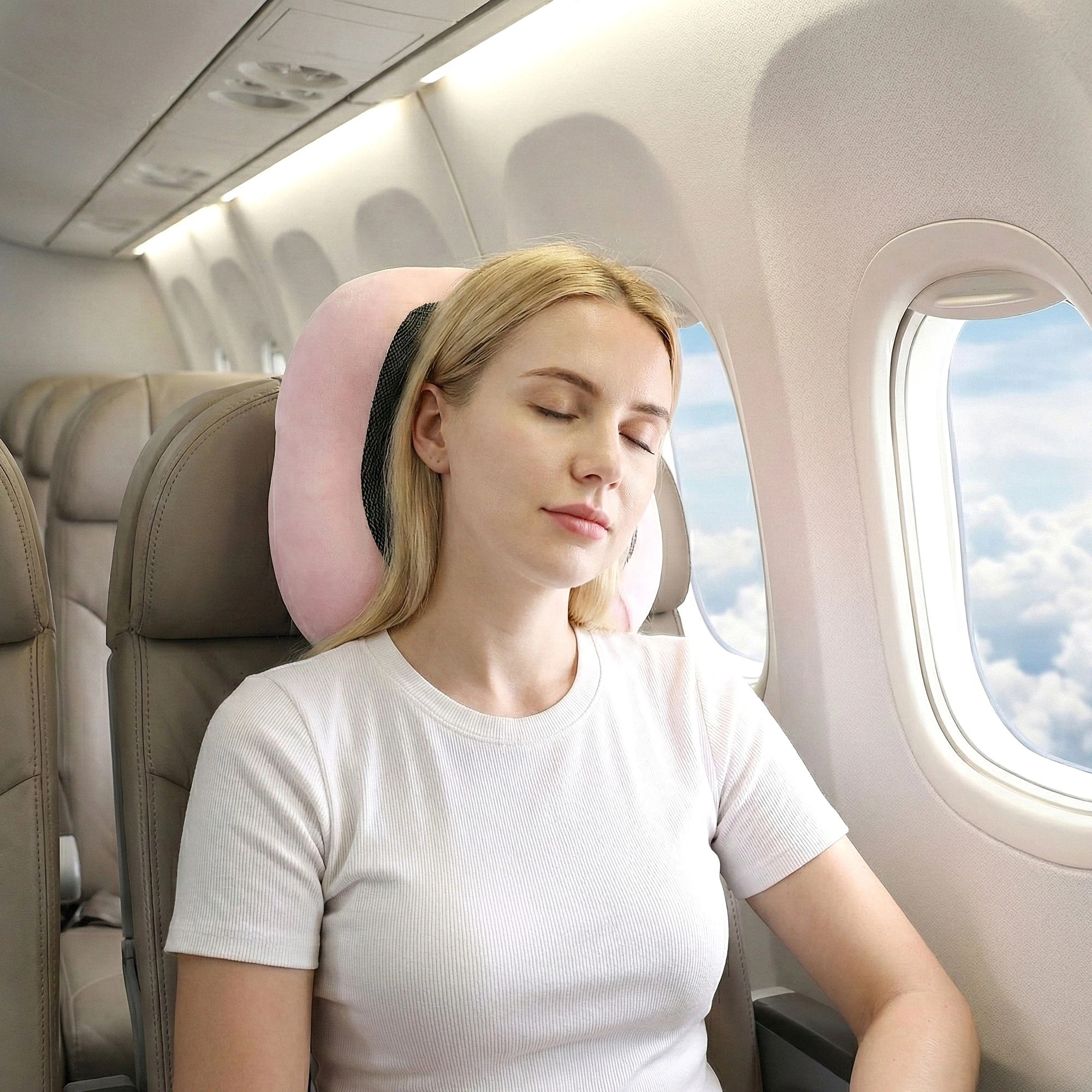 4 Wanderlite Travel Pillow for Airplanes Memory Foam Neck Pillows with Storage Bag - Pink, 4 of 5