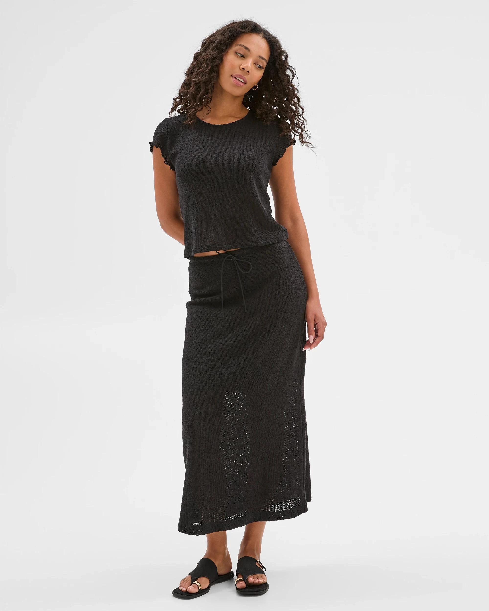 2 Target Australian Cotton Blend Textured Crew T-Shirt BLACK, 2 of 5