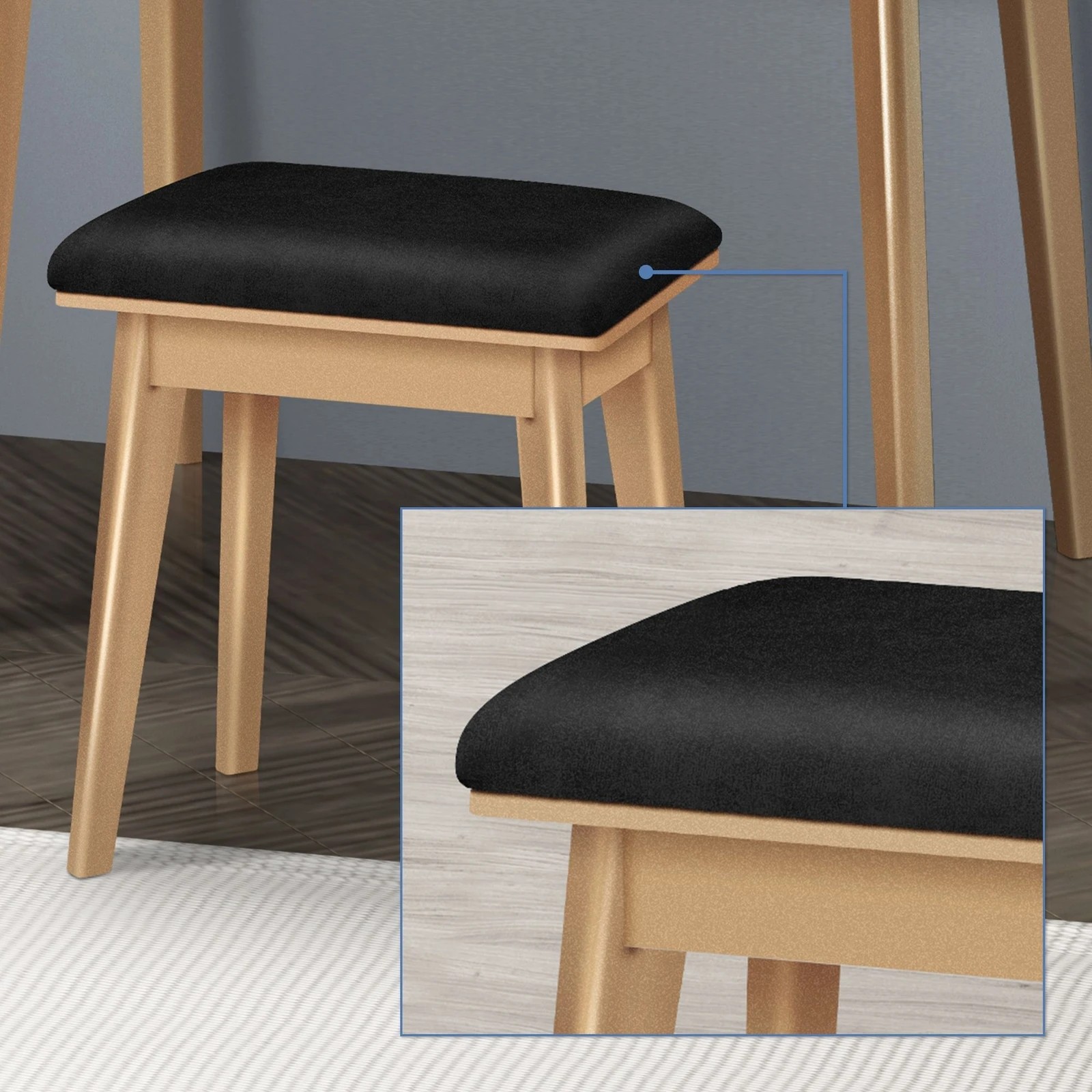 7 Alfordson Dressing Table Stool Set Makeup Mirror Vanity Desk LED Light - Black, 7 of 10