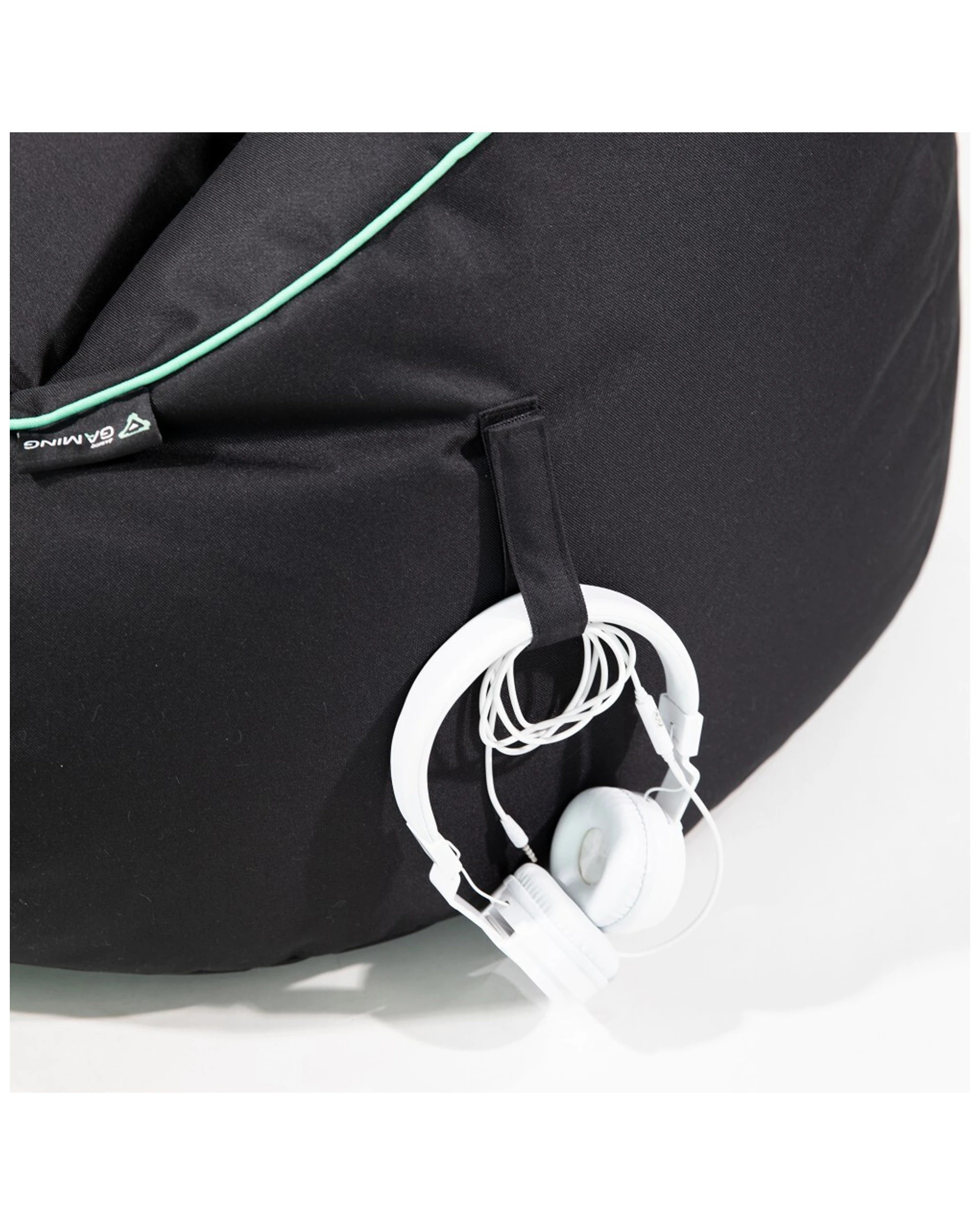 6 Laser Gaming Fabric Bean Bag Sofa/chair W/ Headphone Strap & Side Pocket Black
 - Black, 6 of 8