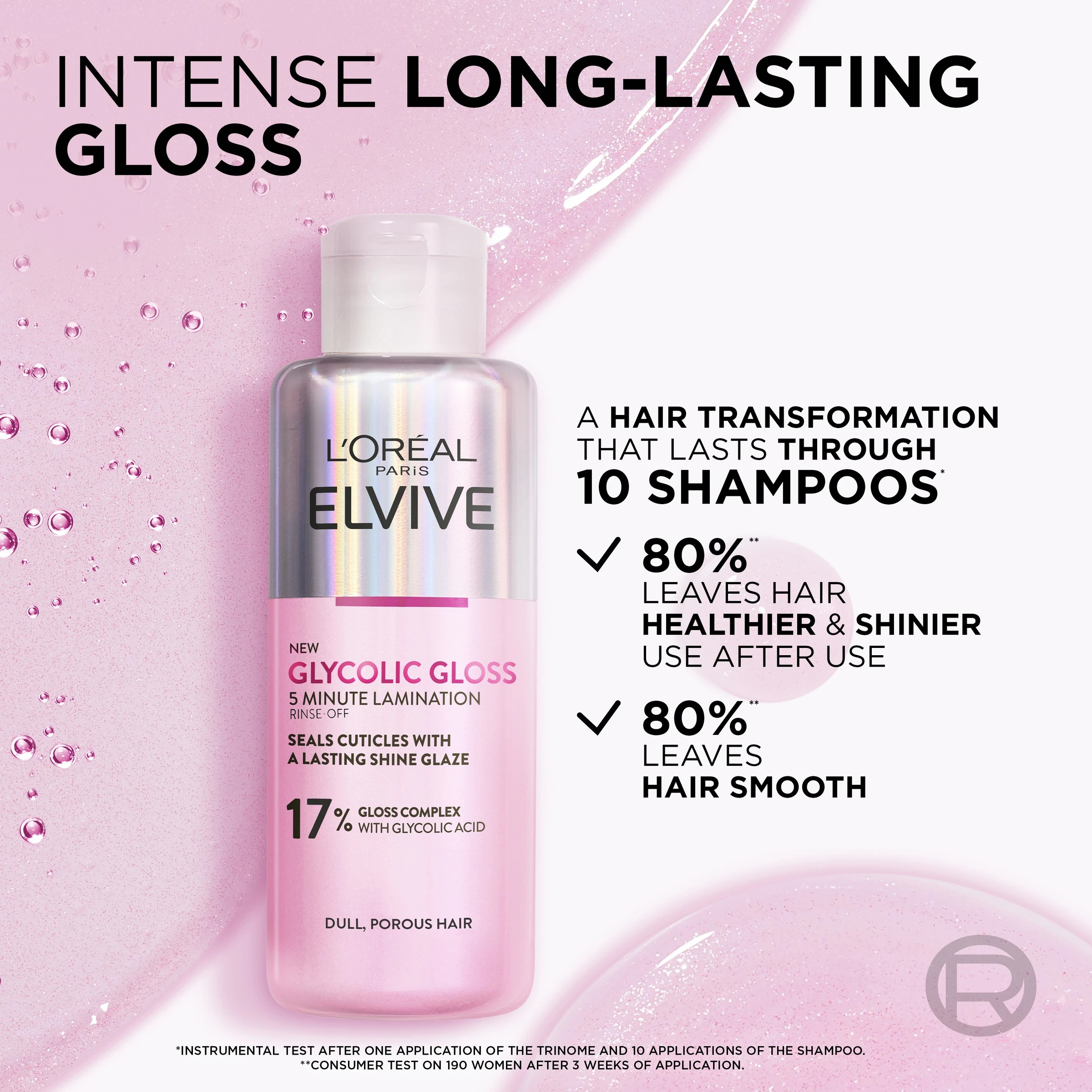 6 L'Oreal Paris Elvive Glycolic Gloss 5 Minute Lamination Treatment 200ml - 17% Gloss Complex with Glycolic Acid, 6 of 8