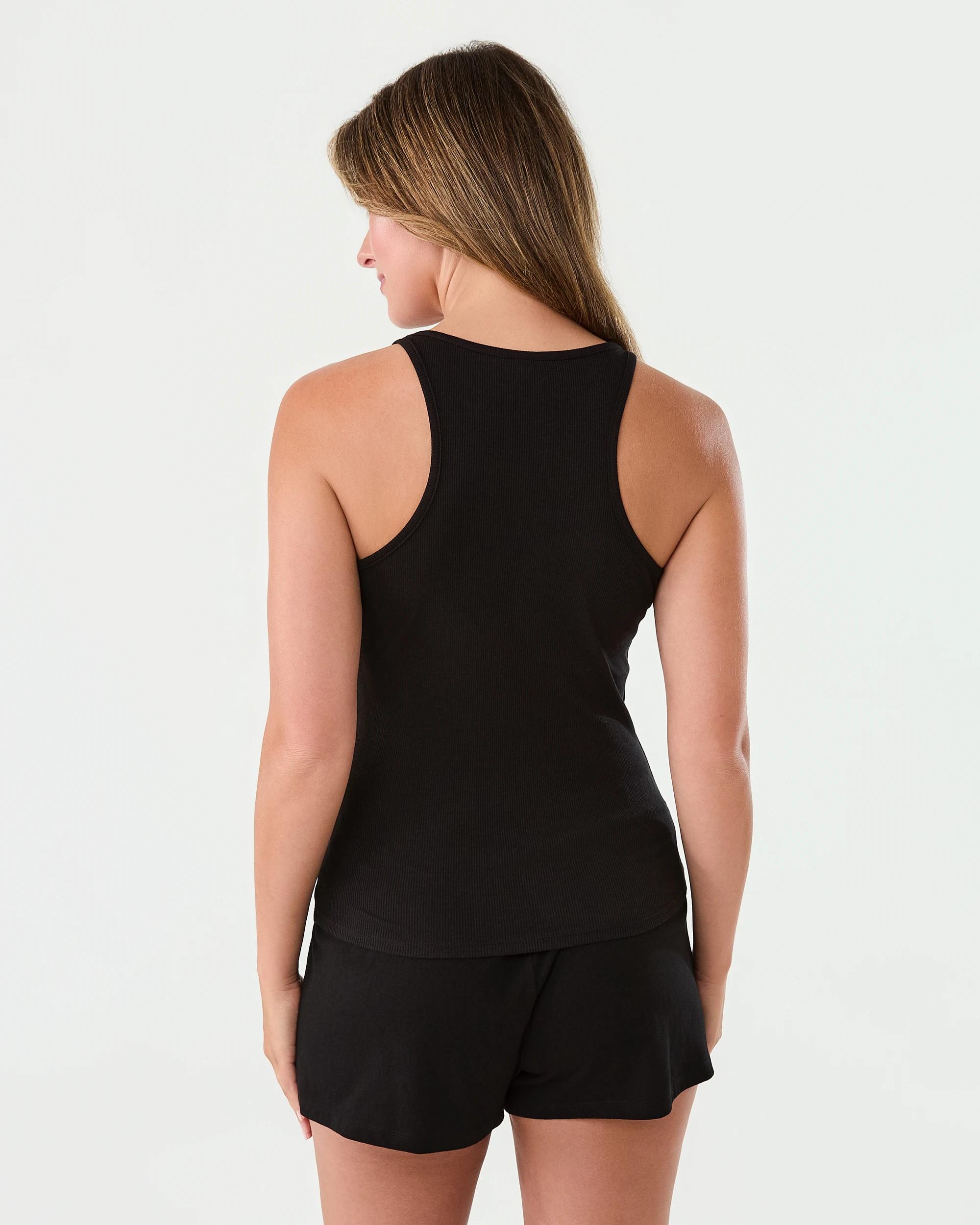 2 Cotton Blend Rib Tank BLACK, 2 of 6