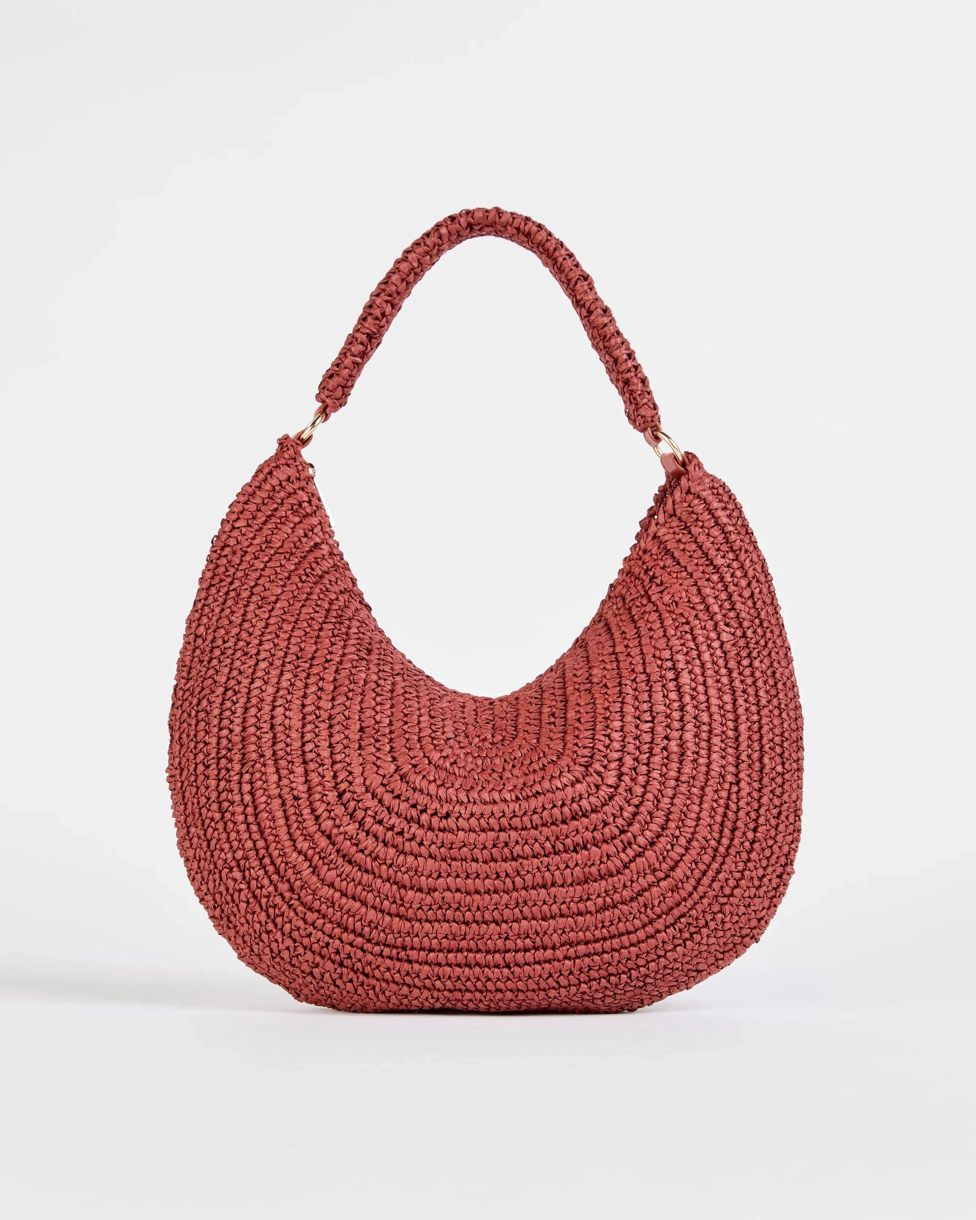 1 Target Crescent Paper Straw Shoulder Bag RHUBARB, 1 of 2