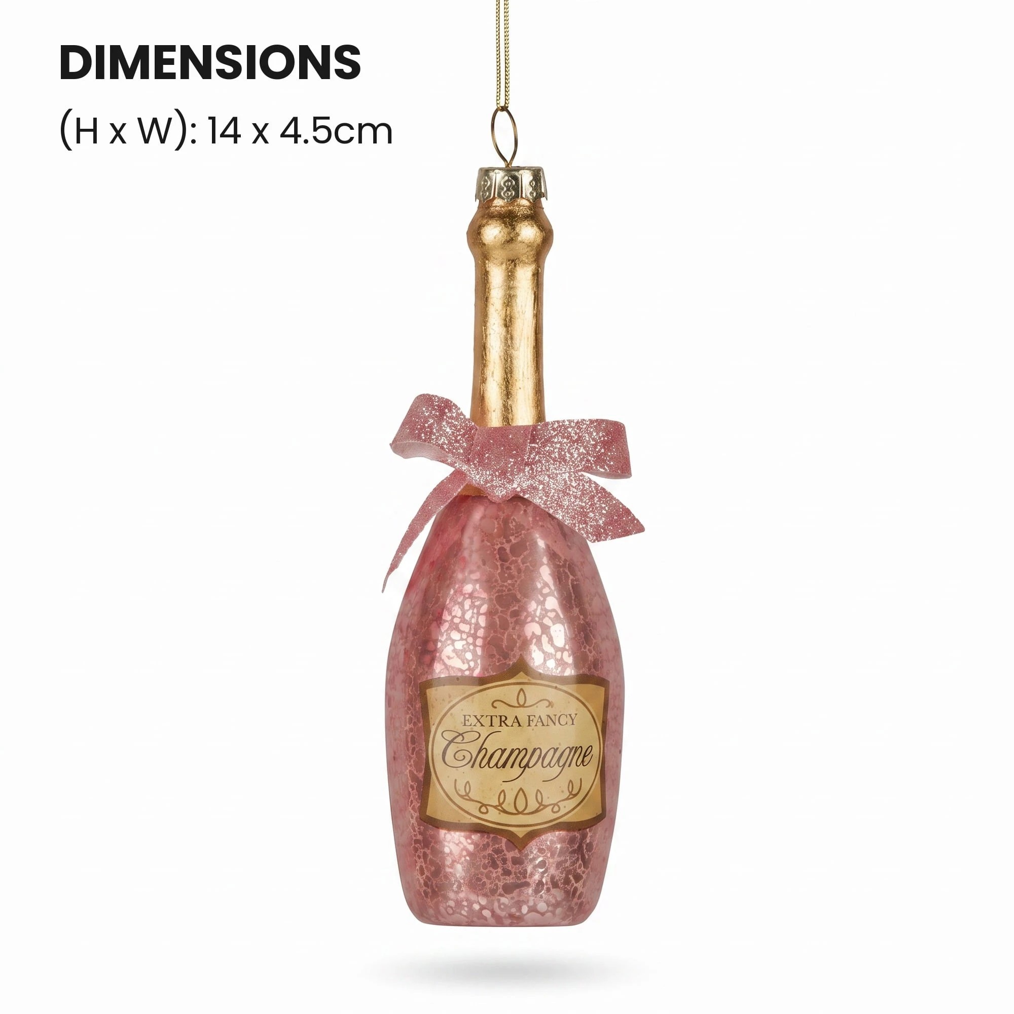 3 Christabelle 6 Pink Glass Christmas Baubles Champagne Bottle Quirky 14cm Xmas Tree Decorations Hanging Ornaments, 3 of 8