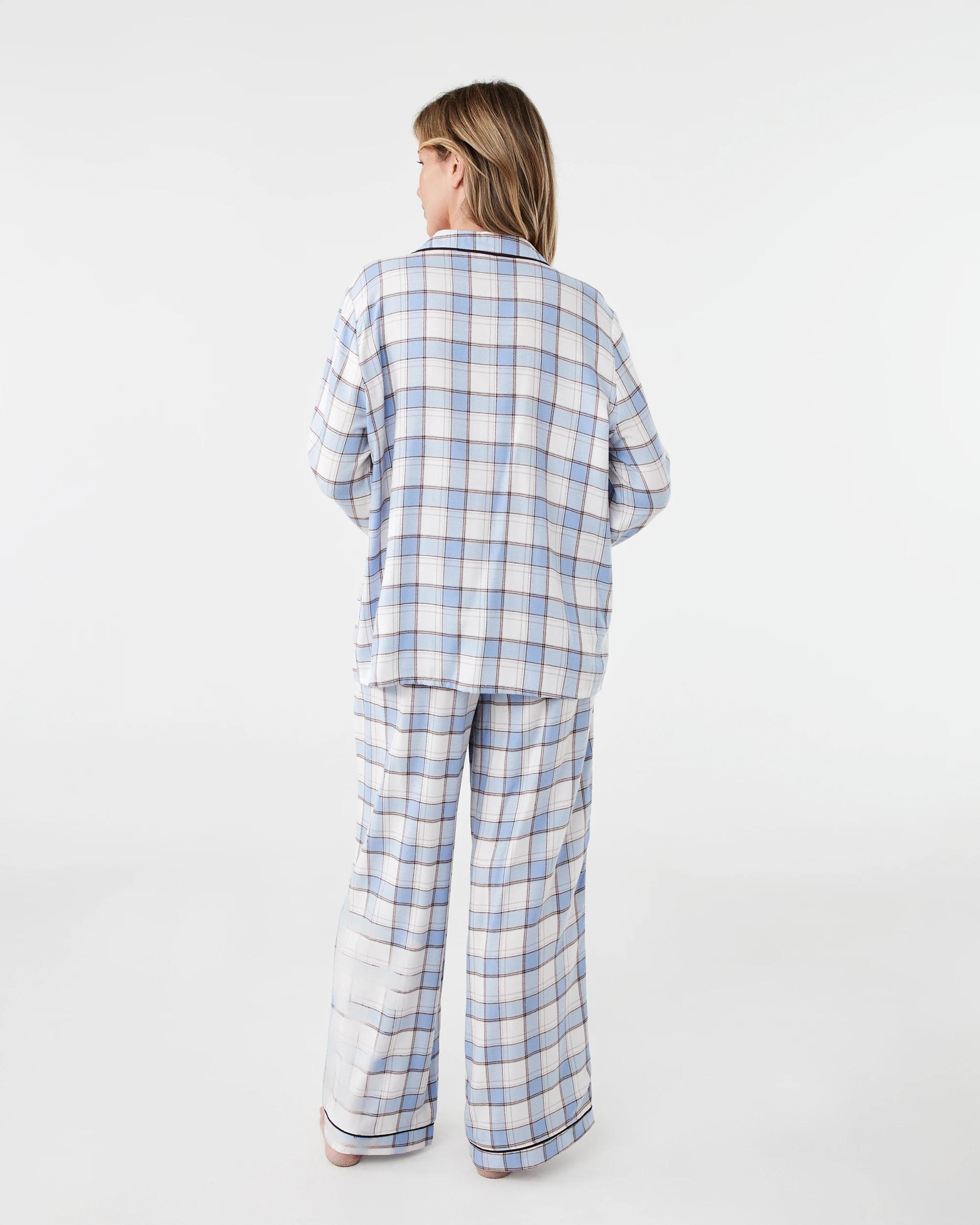 3 Viscose Blend Classic Flannel Pyjama Set Bu Bwn Chk, 3 of 9
