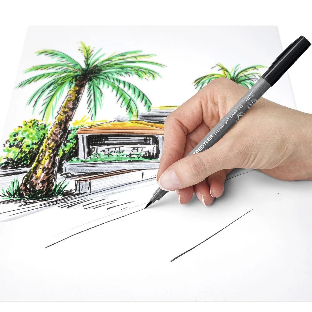 4 Staedtler Pigment Arts Soft Brush Pens Grey Colours 6 Pack, 4 of 8