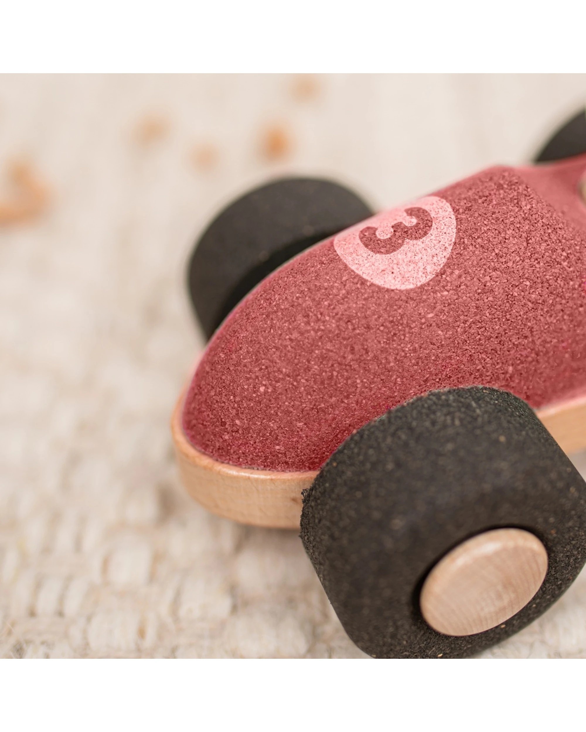 4 Korko E-Cork Racer Push Car Wooden Toy Figure Coordination - Red, 4 of 5