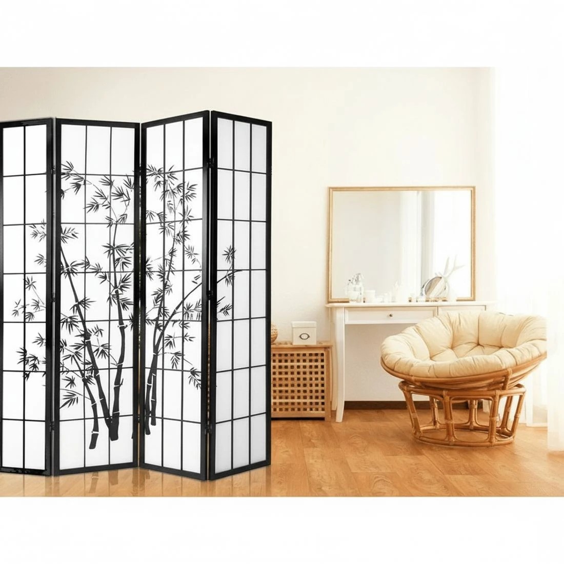 6 Artiss 8 Panel Room Divider Screen 348x179cm Bamboo - Black, 6 of 8